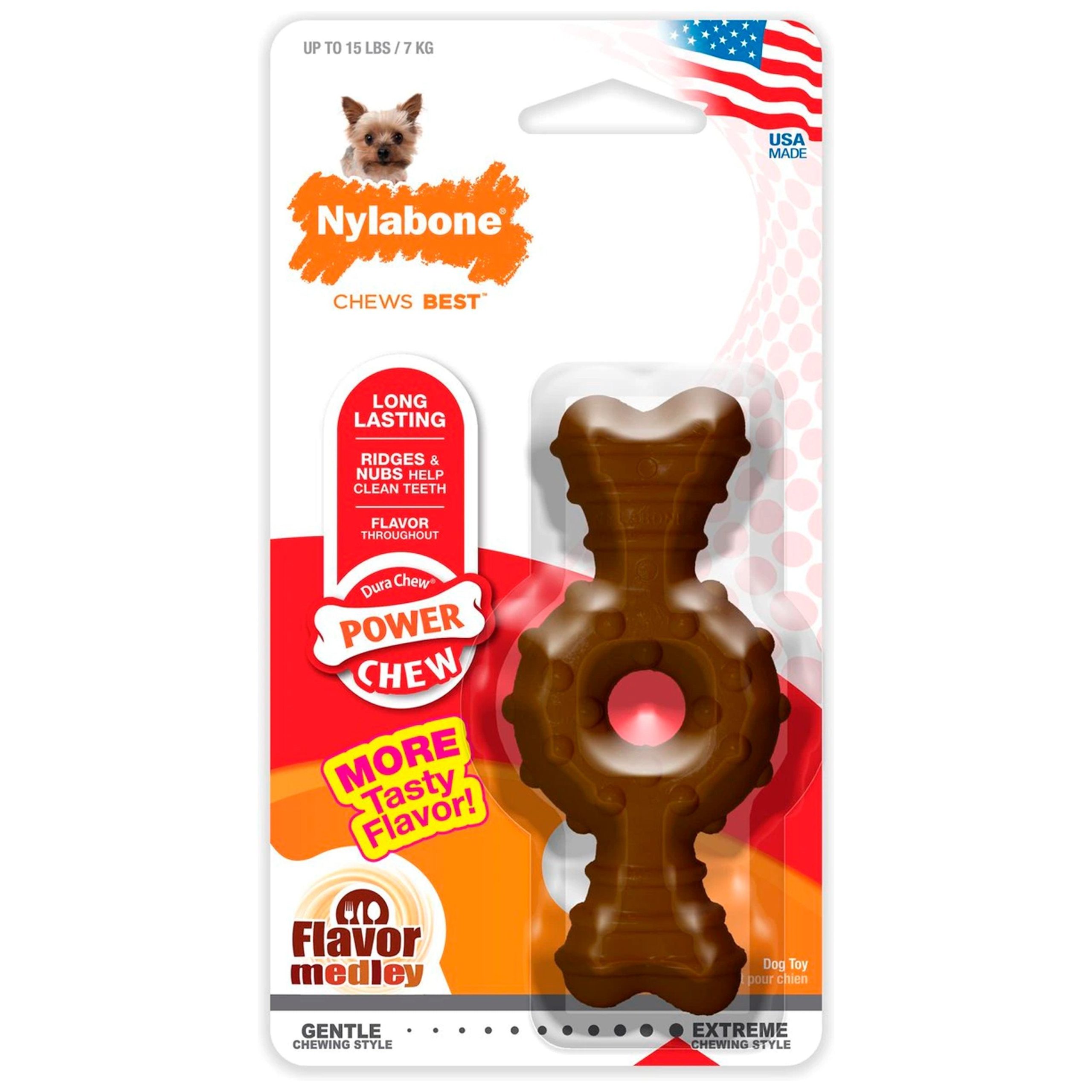 Nylabone Power Chew Ring Bone Dog Toy Medley Flavor XS/Petite – Up To 15 lbs