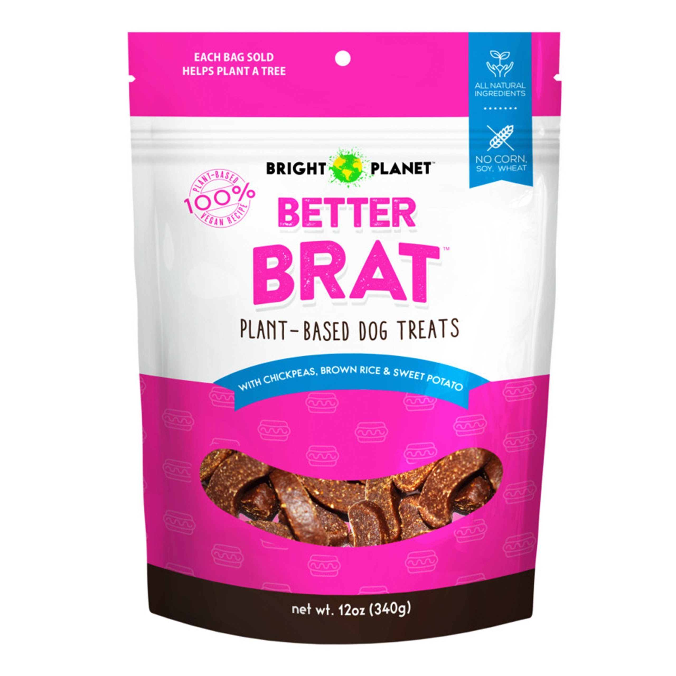 Bright Planet Better Brat Plant-Based Dog Treats 12-oz