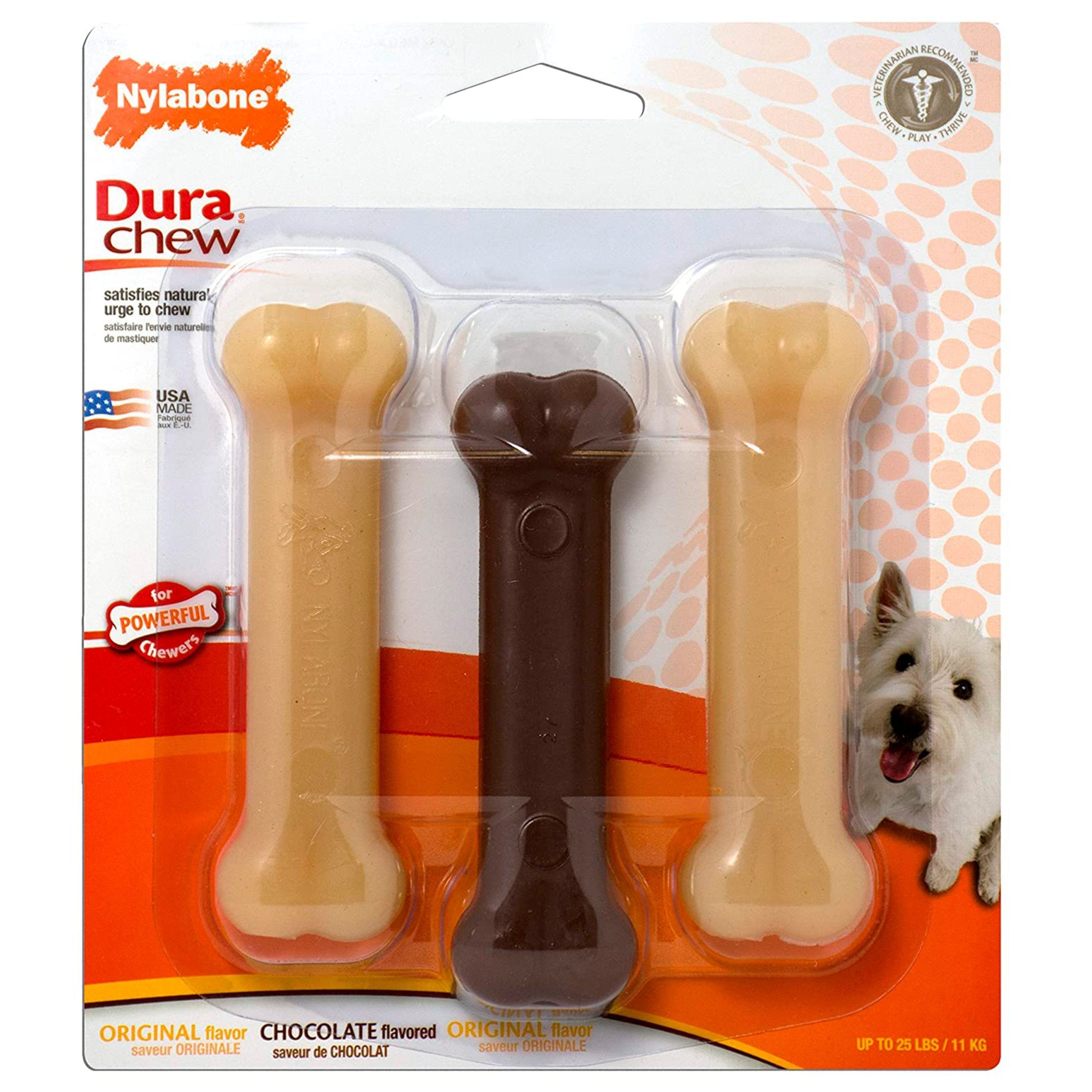 Nylabone DuraChew Chocolate & Original Flavor Dog Toy Value Pack Small/Regular – Up To 25 lbs 3 Count