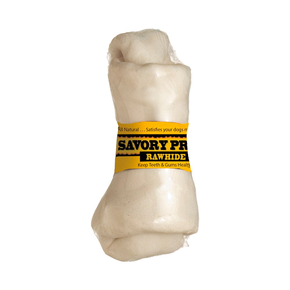 Savory Prime Supreme Knotted Rawhide Bones in Bulk Natural 4-5 in