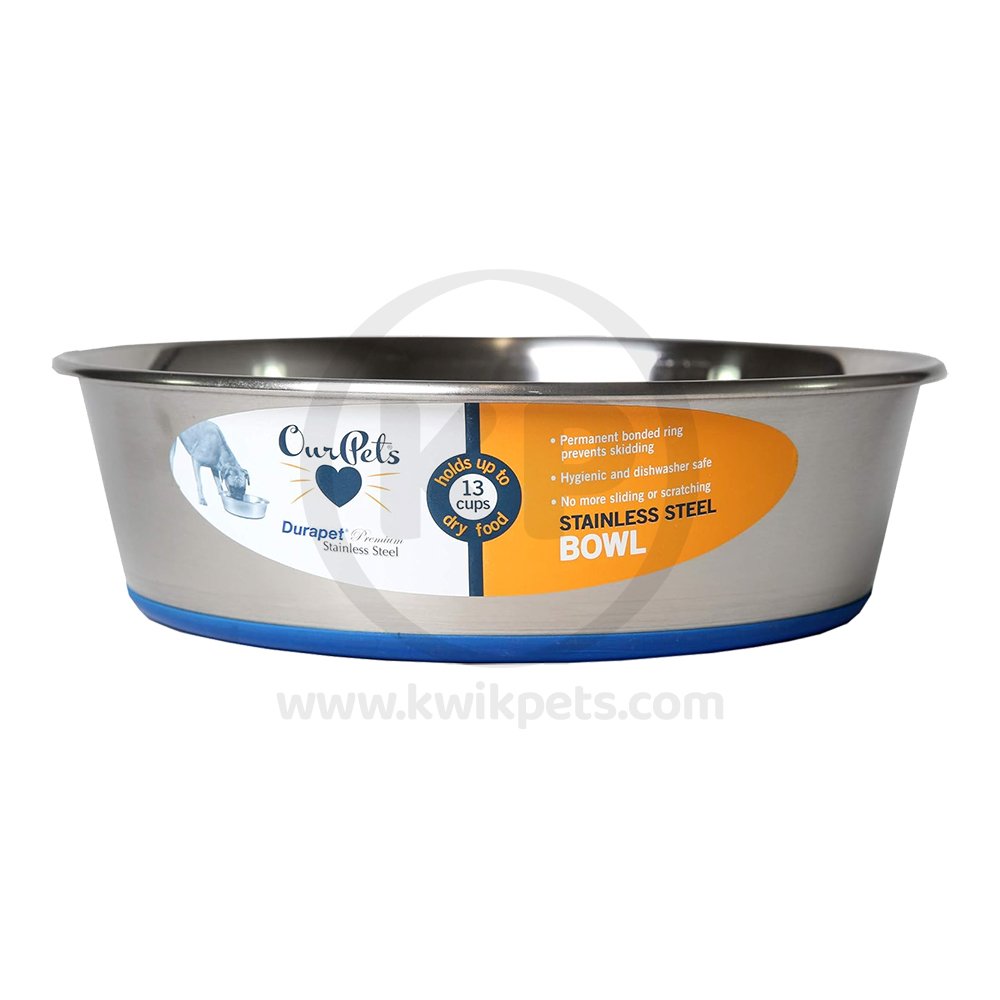 OurPets Durapet Premium Rubber Bonded Stainless Steel Cat Bowl Silver 8-oz