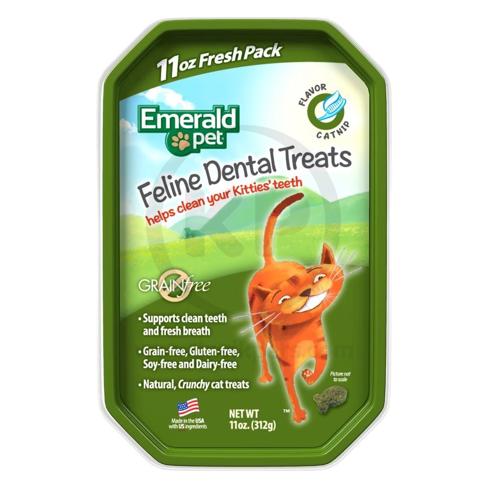 Emerald Pet Grain-Free Feline Dental Cat Treats Catnip 11-oz