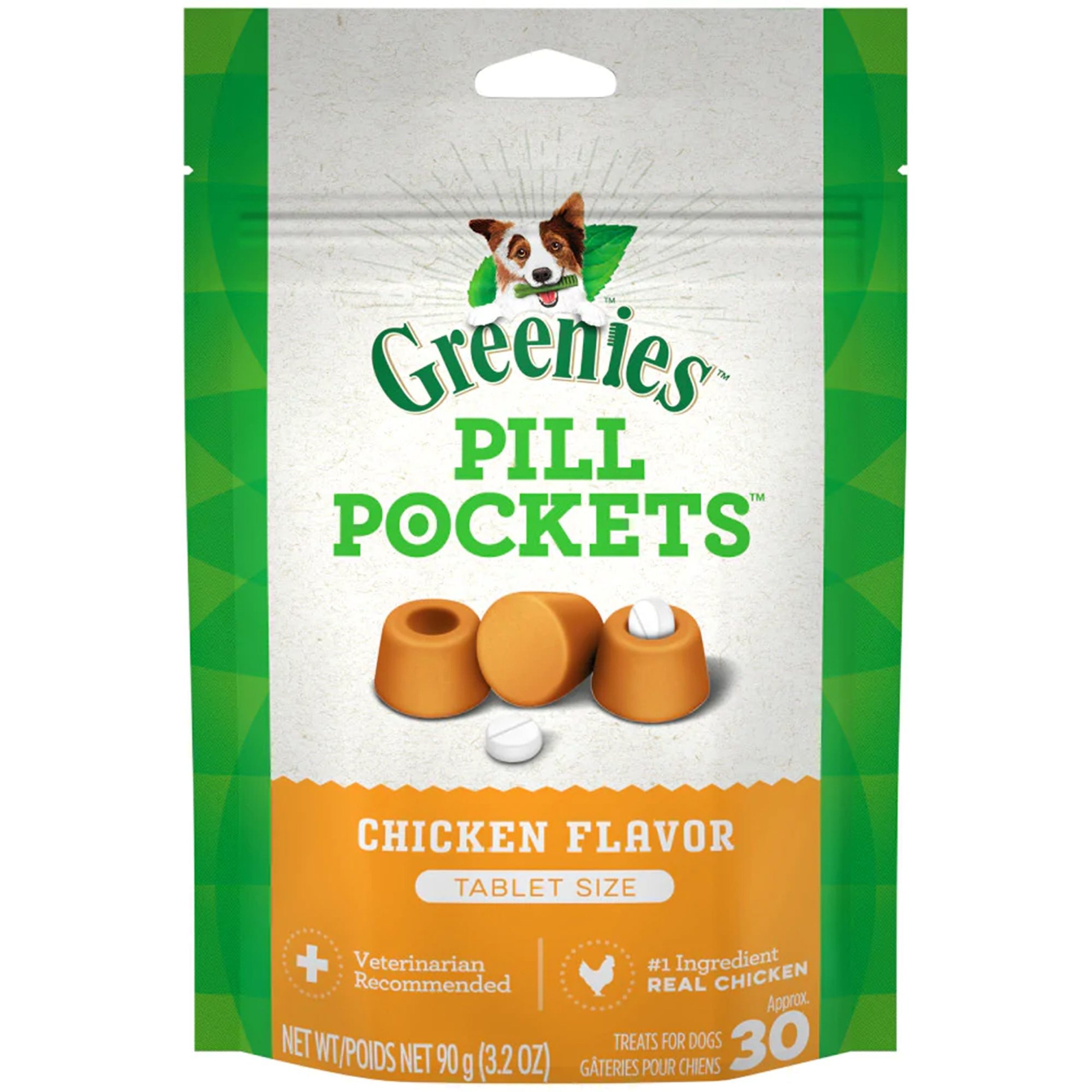 Greenies Tablet Pill Pockets Dog Treats Chicken 3.2-oz 30 Count