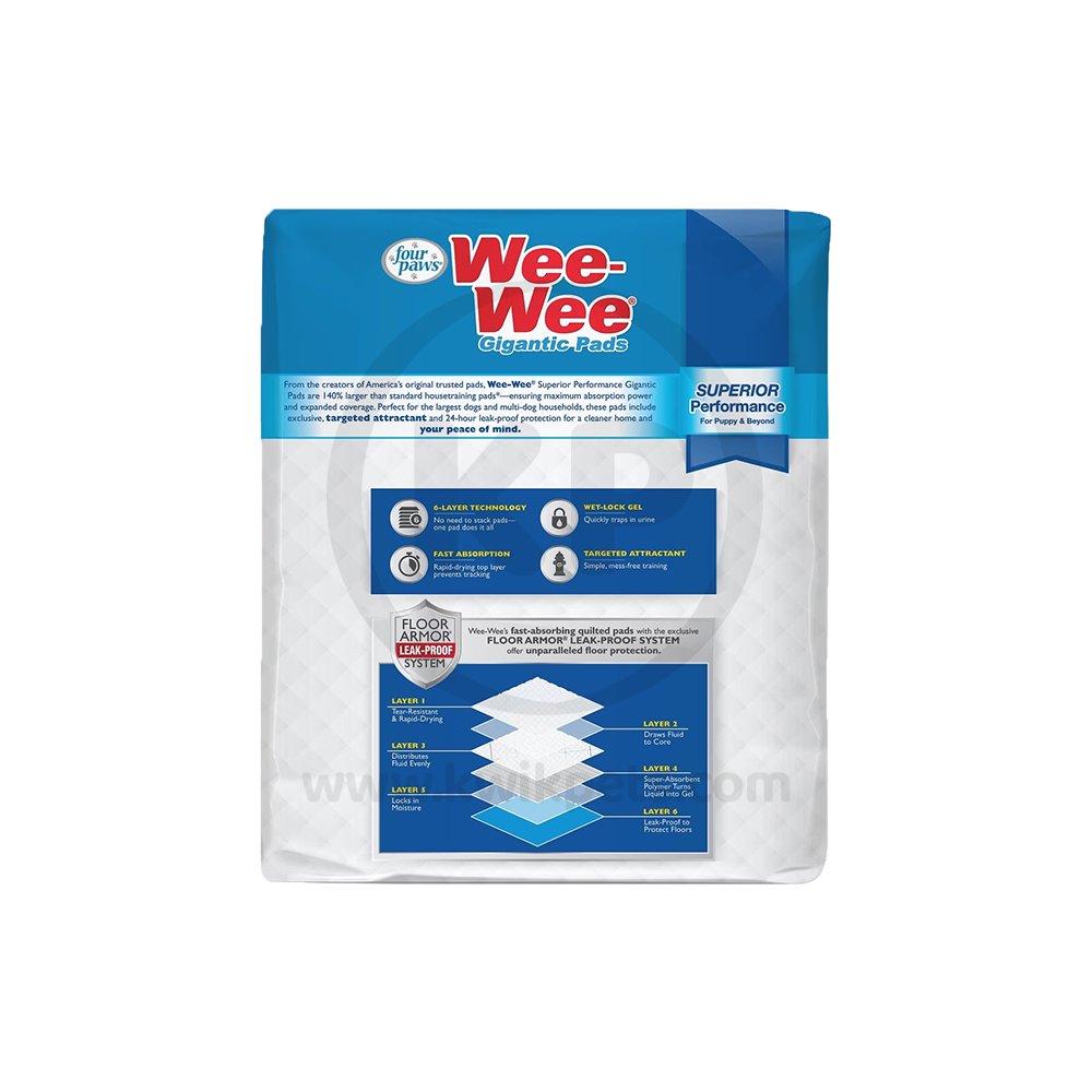 Four Paws Wee-Wee Superior Performance Gigantic Dog Pee Pads 18 Count 27.5 in X 44 in