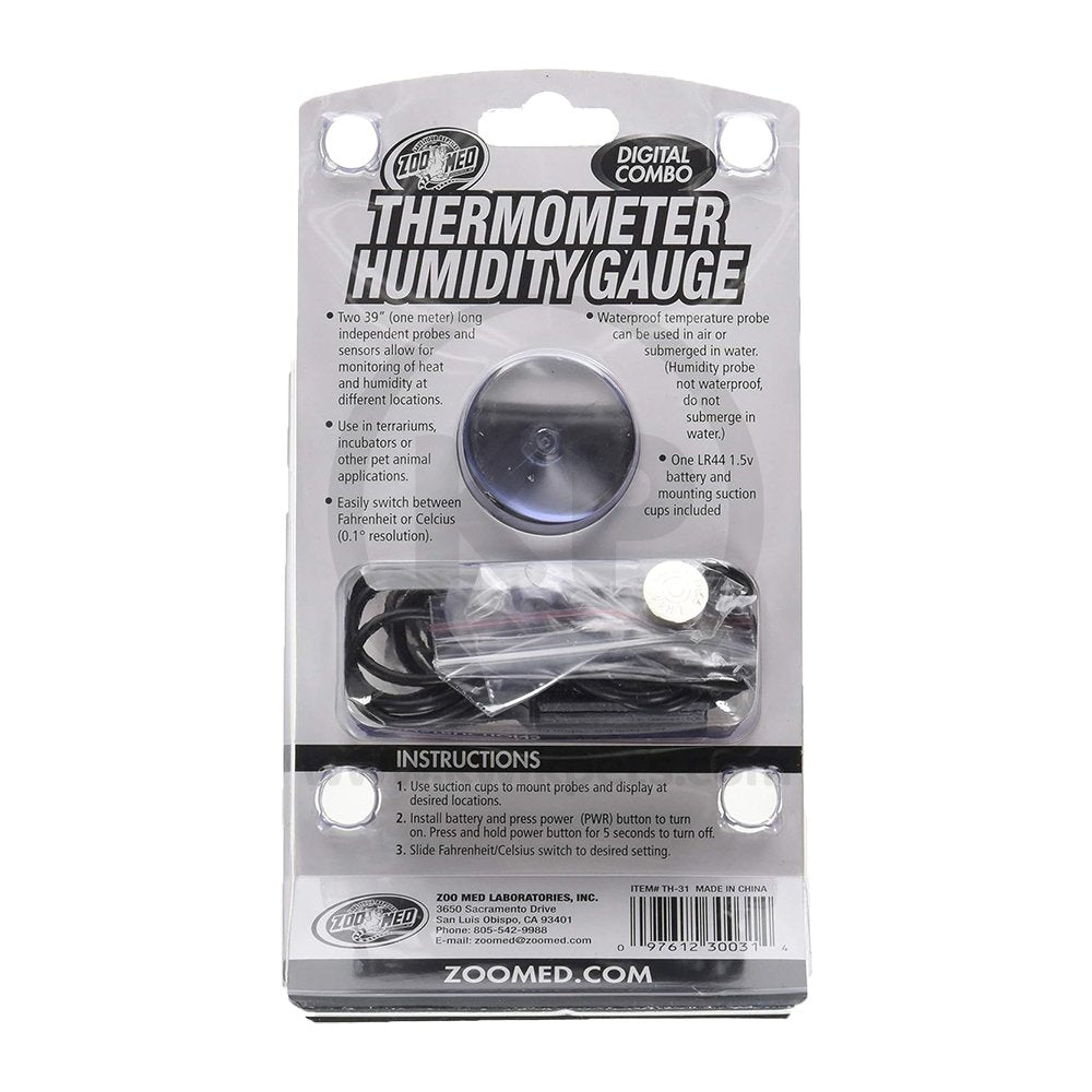 Zoo Med Black Digital Combo Thermometer Humidity Gauge