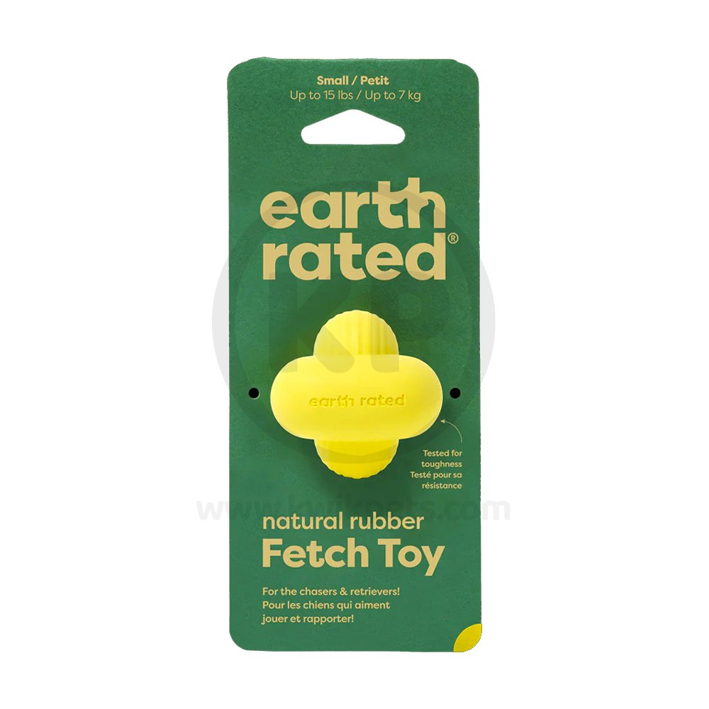 Earth Rated Natural Rubber Dog Fetch Toy Yellow Medium