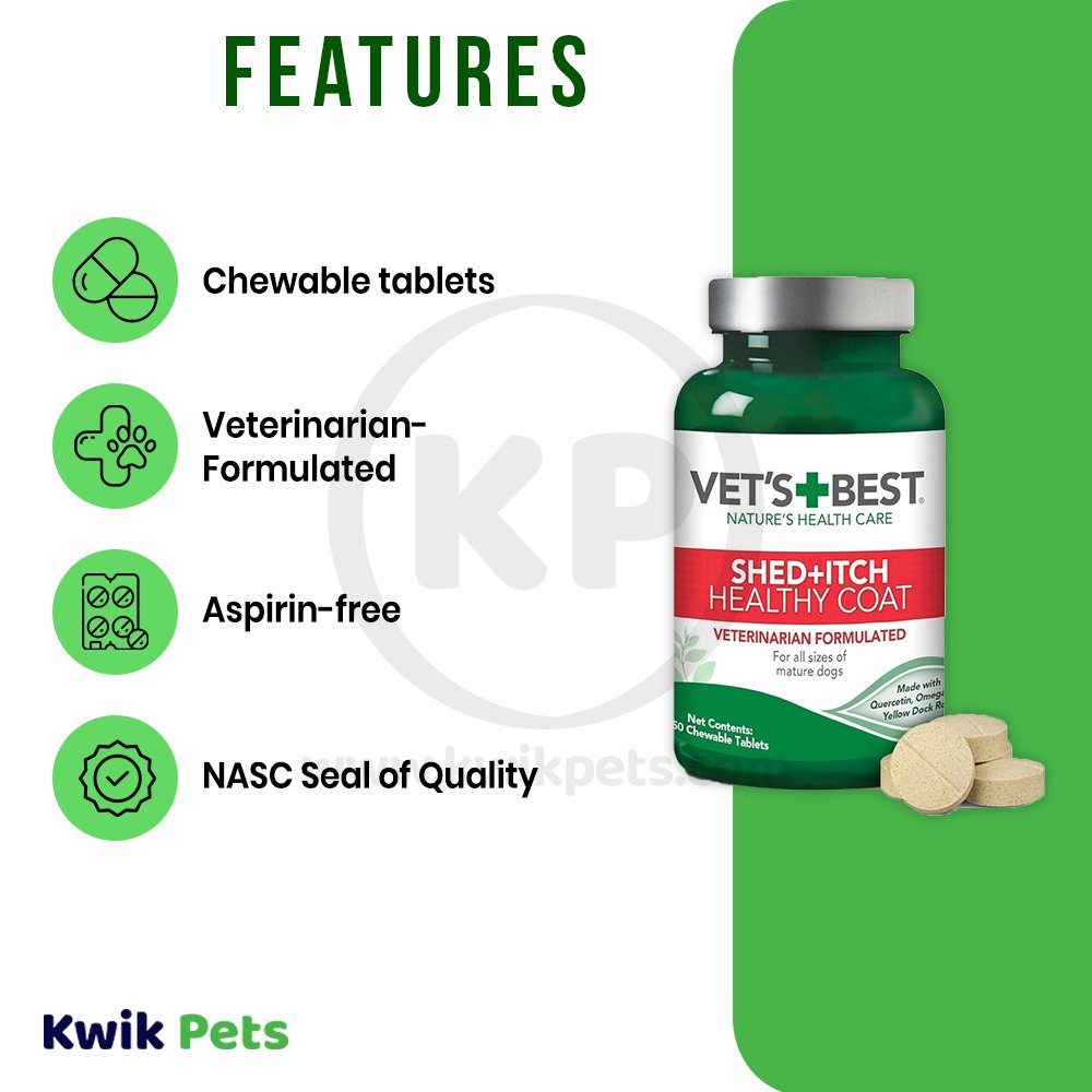 Vet’s Best Best Healthy Coat Shed & Itch Chewable Tablets 50 Count