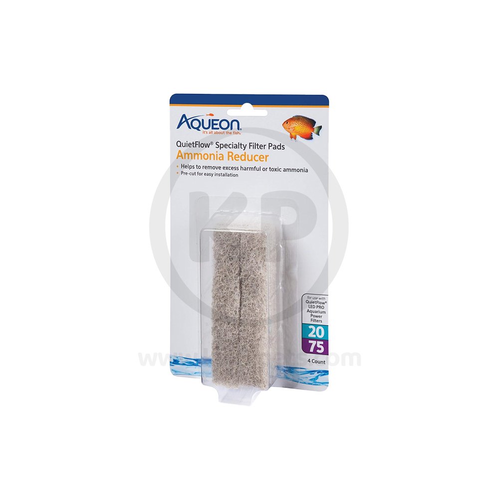 Aqueon QuietFlow Ammonia Reducer Replacement Specialty Filter Pads 4 Count Size 20/75