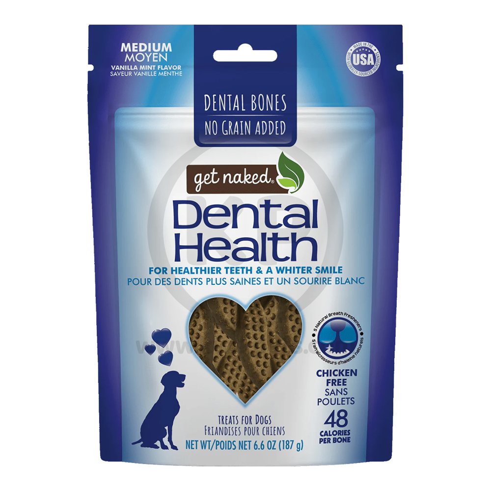 Get Naked Dental Health Grain-Free Bone Dog Treats Vanilla Mint Medium 6.6-oz