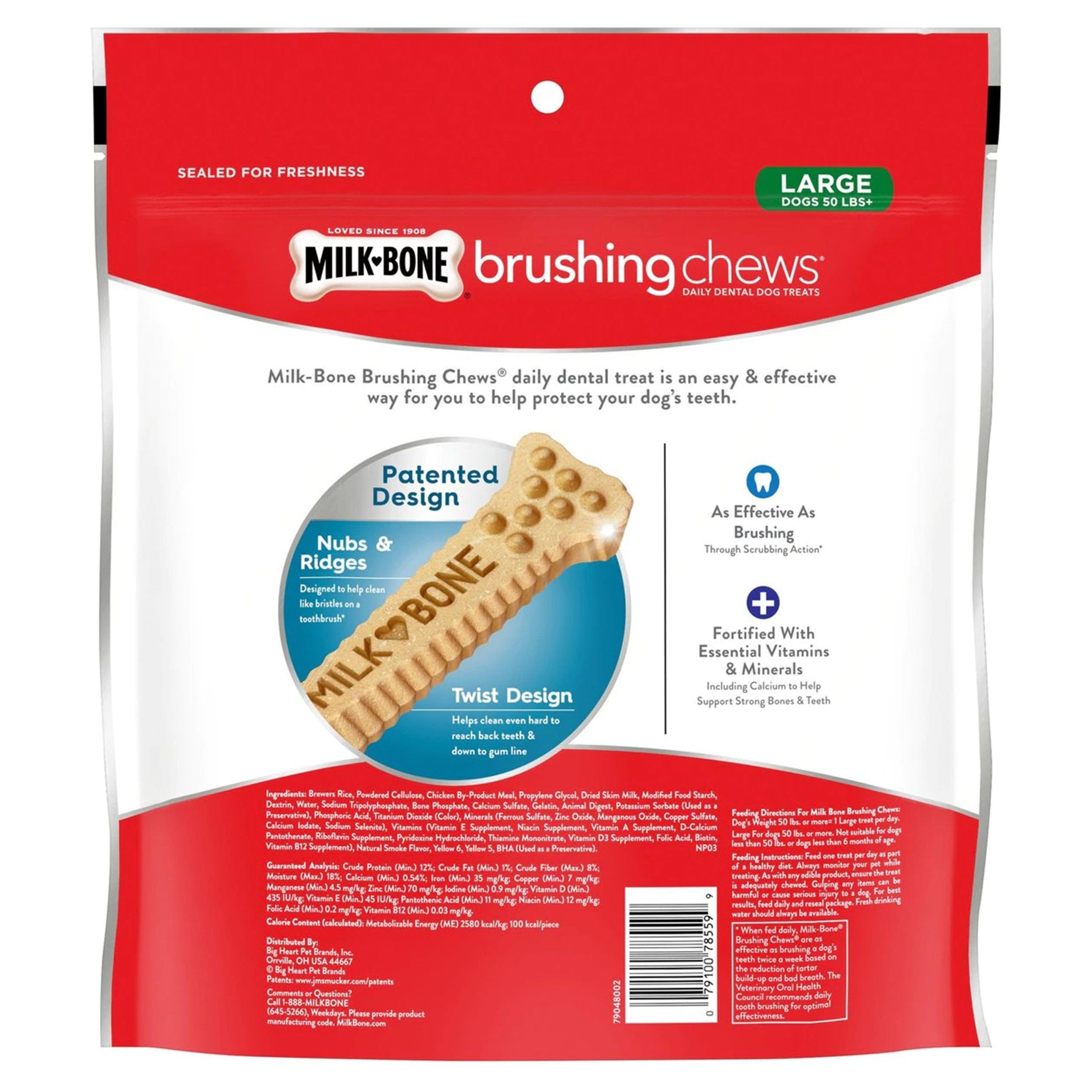 Milk-Bone Brushing Chews Dental Dog Treat Original Large 50+lbs 18 Count 24.2-oz