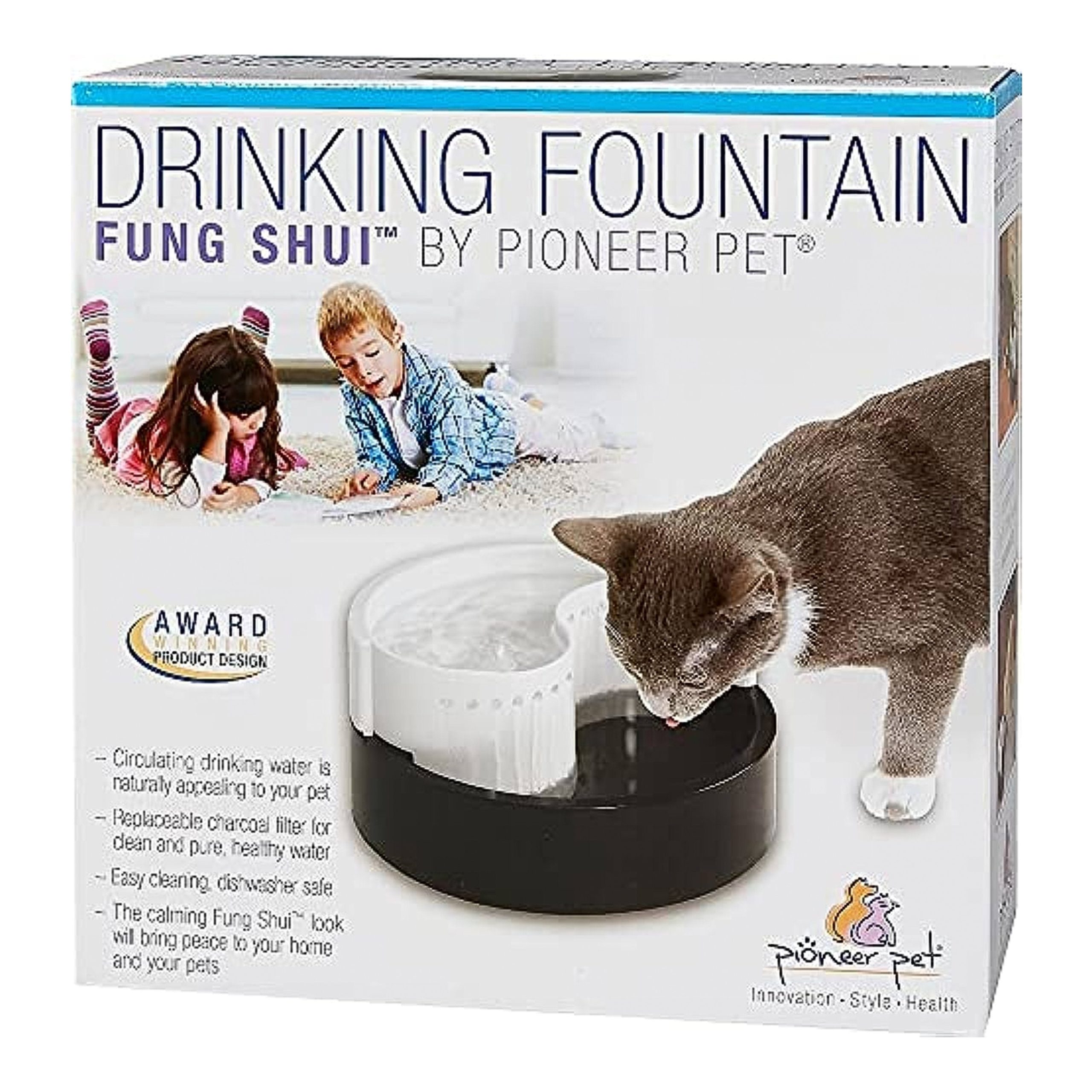 Pioneer Pet Fung Shui Black & White Plastic Drinking Fountain 60-oz