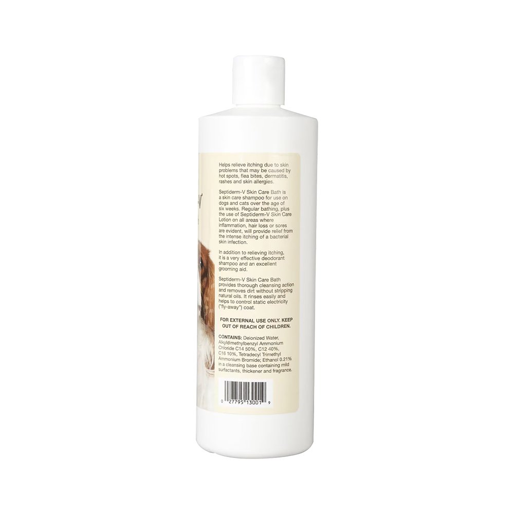 NaturVet Septiderm-V Skin Care Bath Soothing Formula Shampoo for Dogs & Cats 16-oz