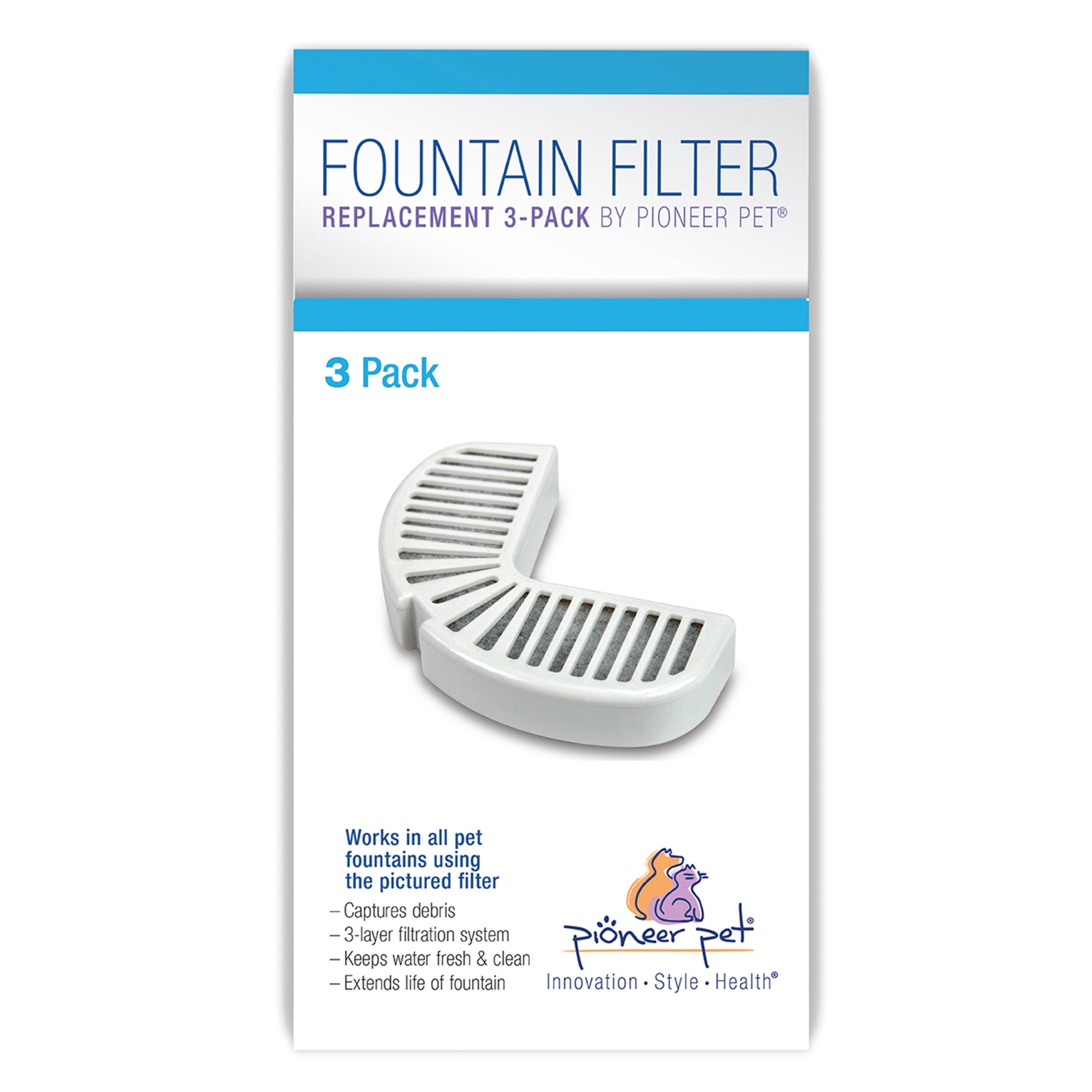 Pioneer Pet Replacement Filters for Ceramic & Stainless Steel Fountains 3 Count