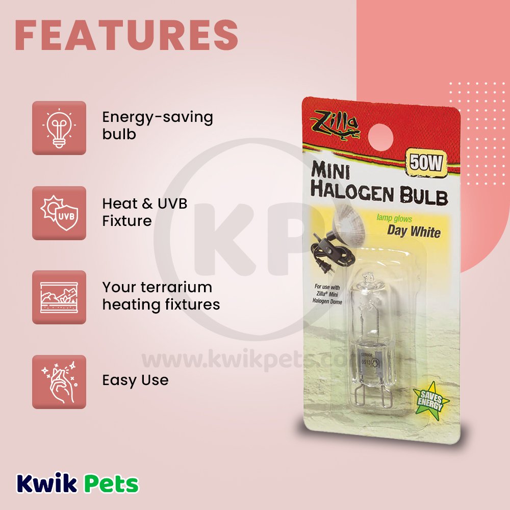 Zilla Day White Light & Heat Mini Halogen Bulb 50W