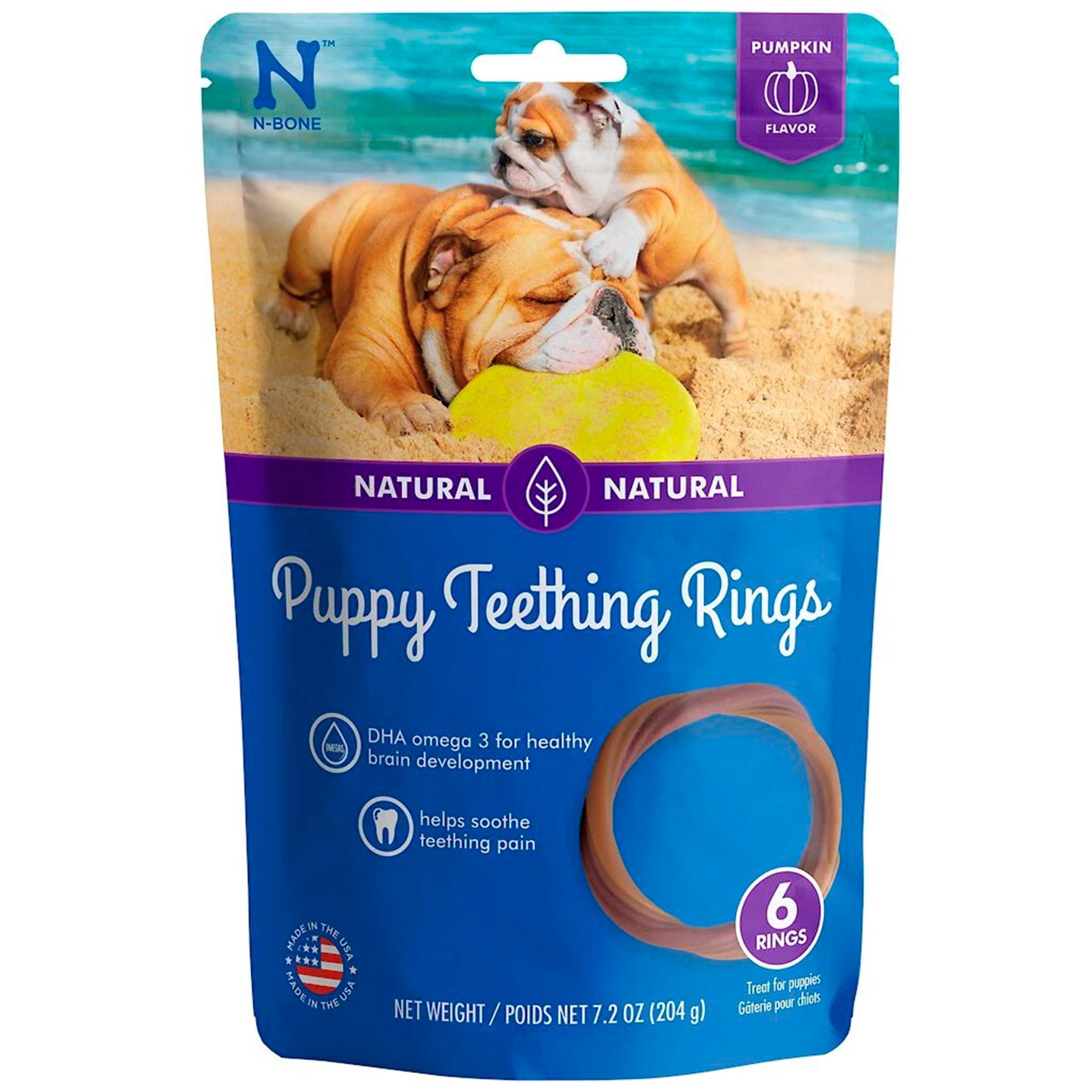 N-Bone Puppy Teething Rings Pumpkin 6 Count 7.2-oz