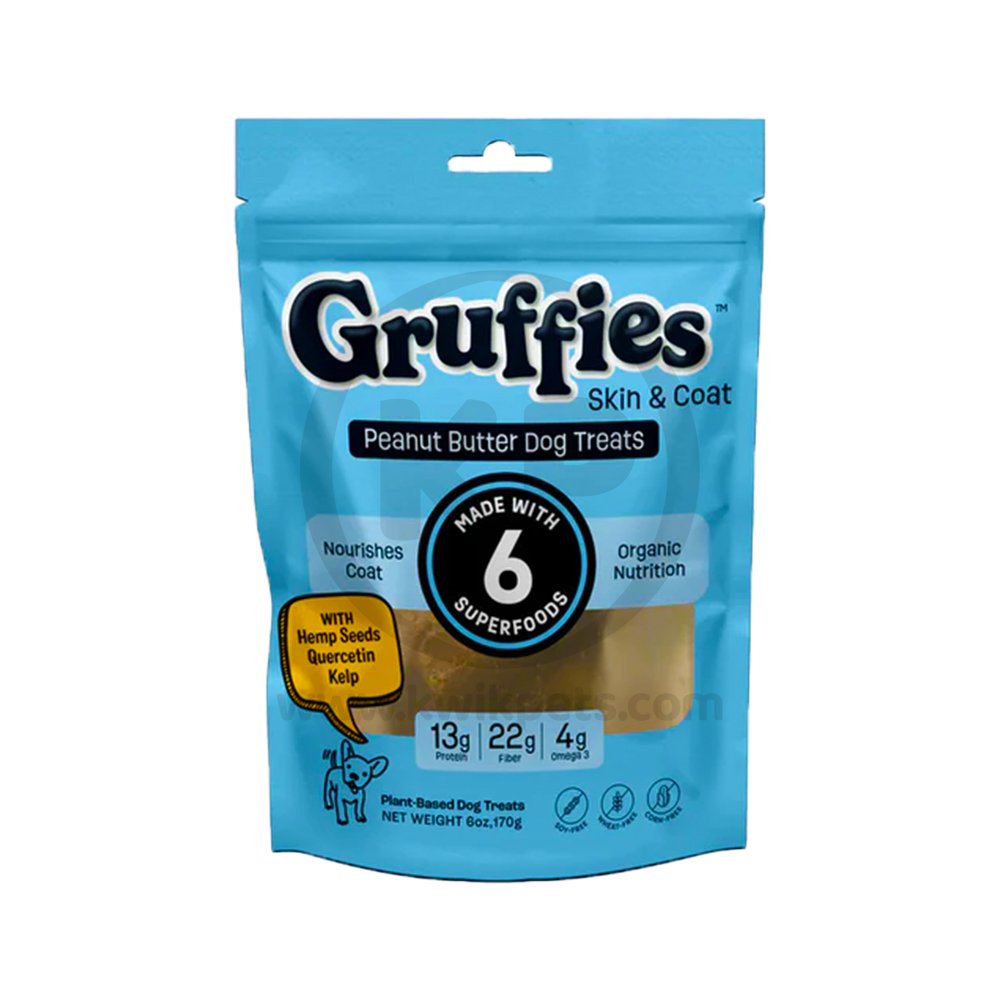 Green Gruff Gruffies Skin & Coat Dog Treats Peanut Butter 6-oz