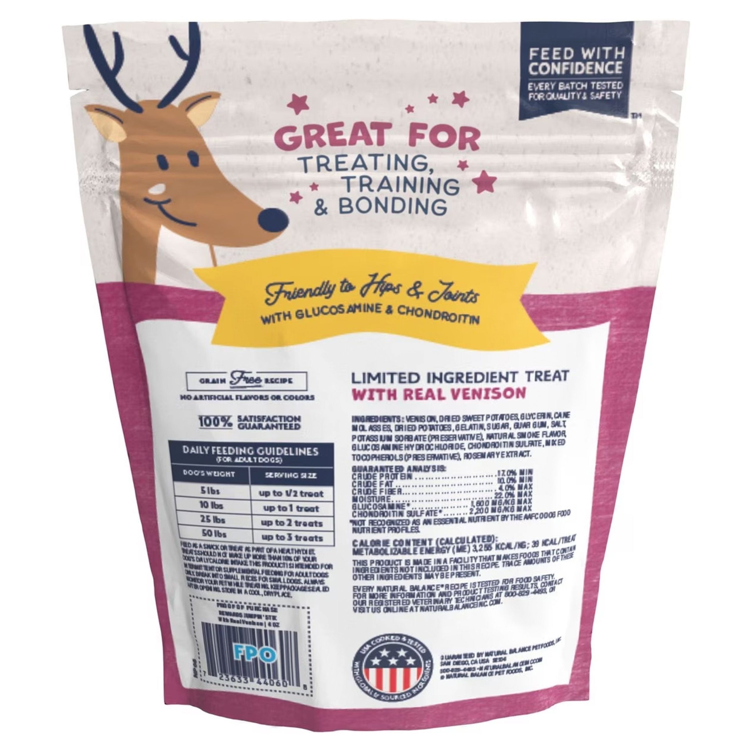 Natural Balance Pet Foods Rewards Jumpin’ Stix Soft & Meaty Dog Treats Venison 4-oz