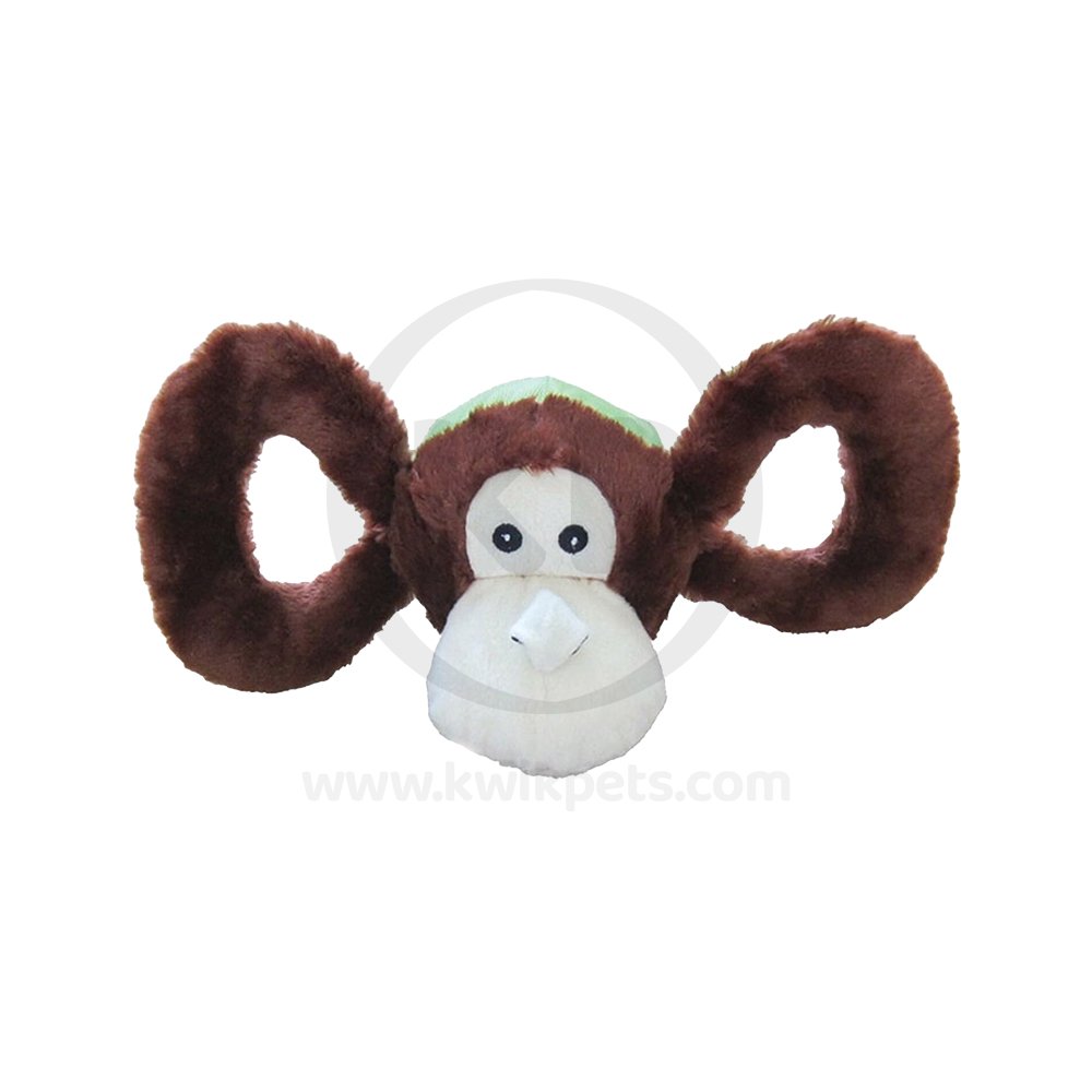 Jolly Pet Tug-a-Mals Monkey Dog Toy Brown Small 3-in