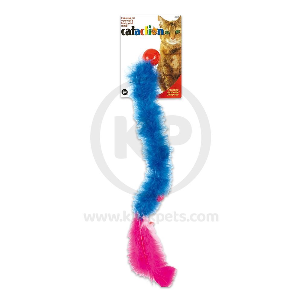 JW Pet Cataction Featherlite Boa Bouncing Catnip Cat Teaser Toy