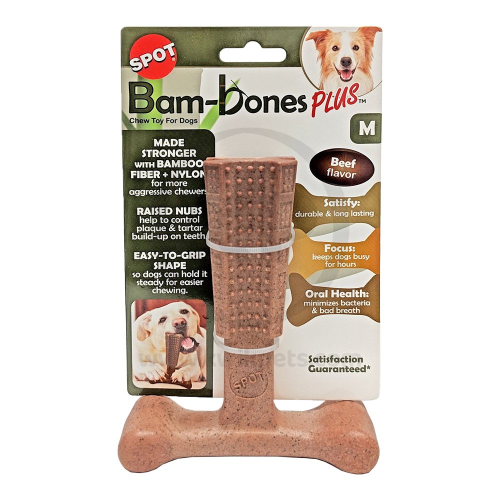 Ethical Pet Spot Bam-Bones Plus Dog Chew Toy Beef Medium 6-in