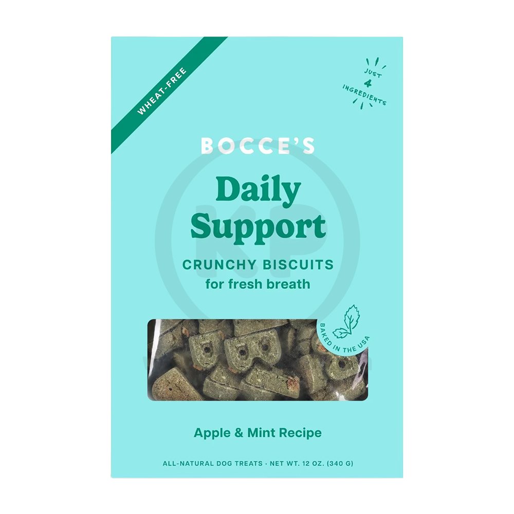 Bocce’s Bakery Daily Support Breath Aid Crunchy Biscuits Dog Treats Apple & Mint 12-oz