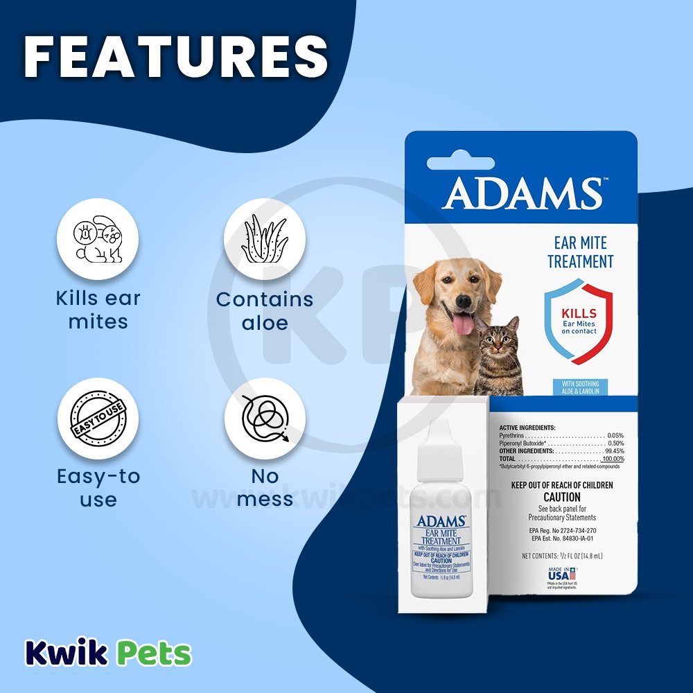 Adams Ear Mite Treatment for Dogs & Cats Clear 0.5-oz