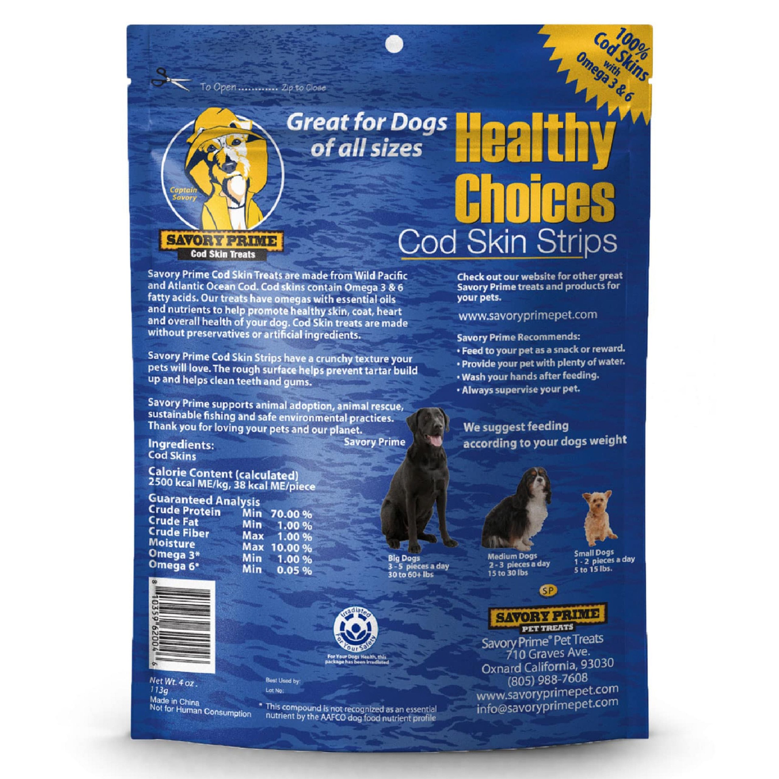 Savory Prime Cod Skin Fish Strips Dog Treats 4-oz