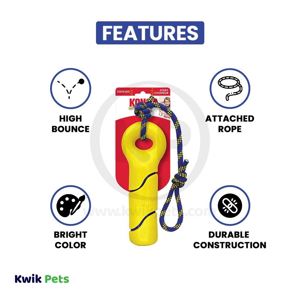 KONG Squeezz Tennis Buoy with Rope Dog Toy Yellow Large