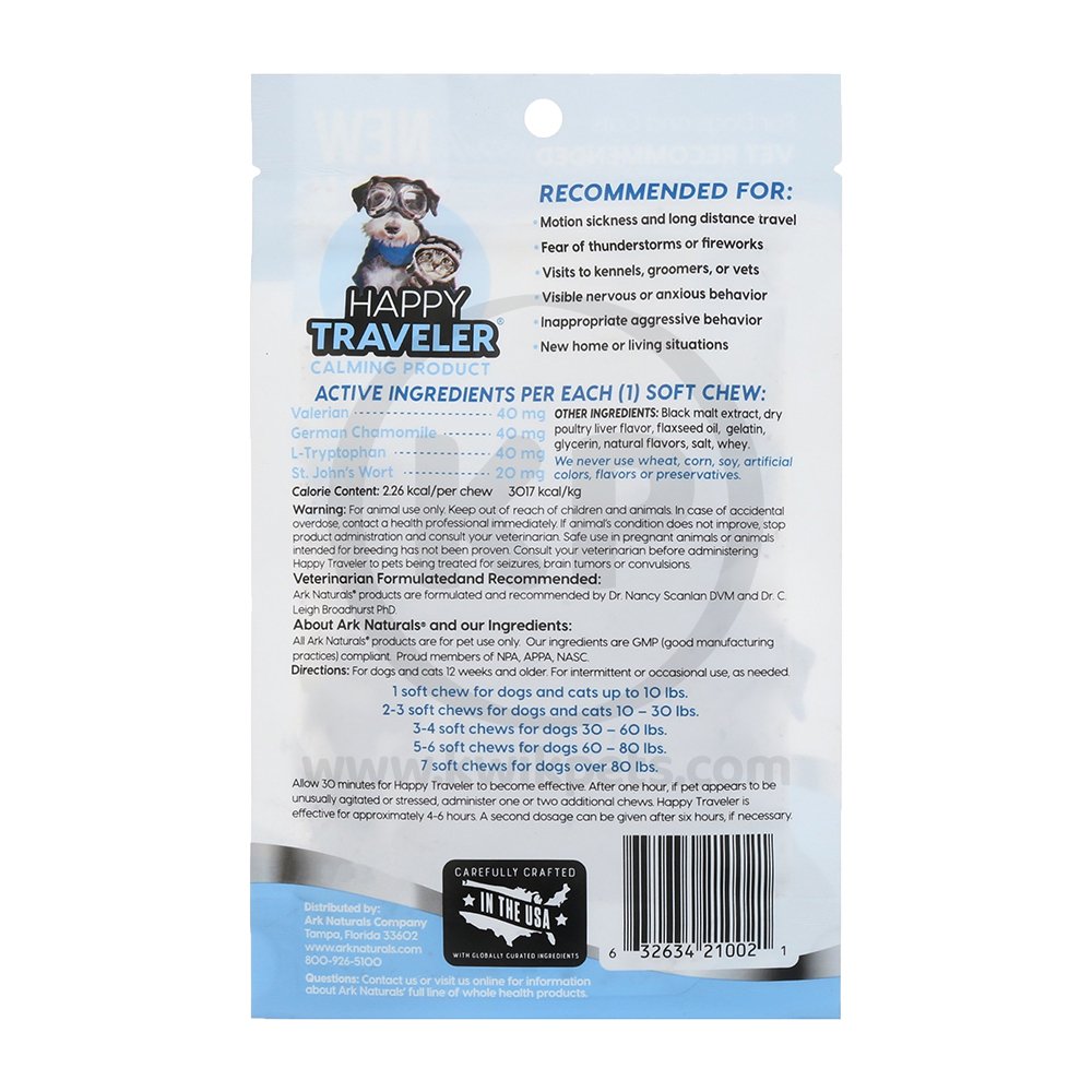 Ark Naturals Happy Traveler Bite Size Soft Chews for Dogs & Cats 75 Count 1.98-oz