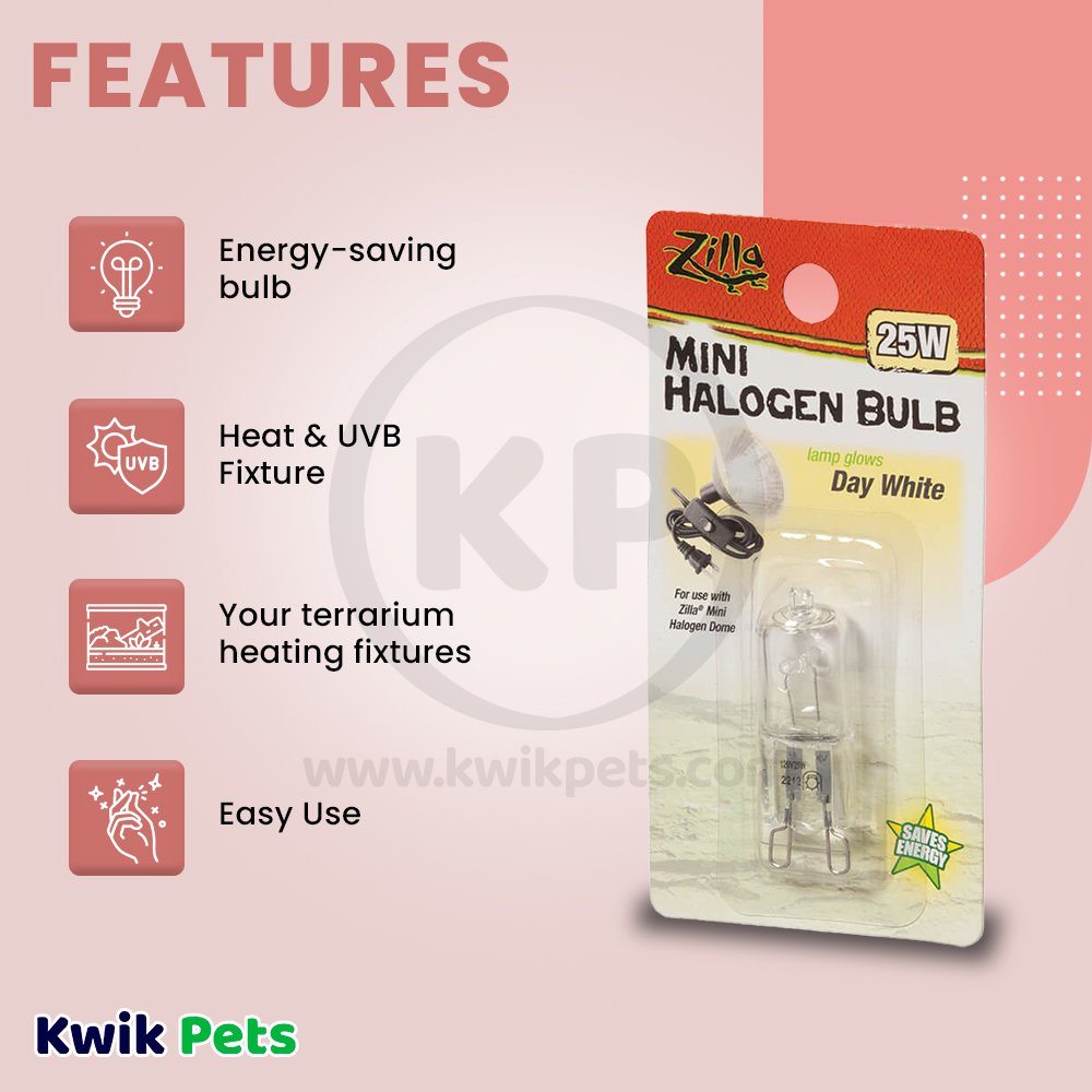 Zilla Day White Light & Heat Mini Halogen Bulb 25W