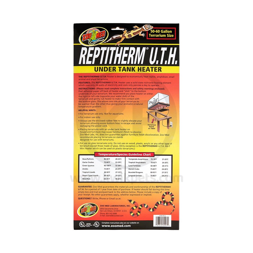 Zoo Med ReptiTherm Under Tank Heater (U.T.H) 24W 8 in X 18 in Large