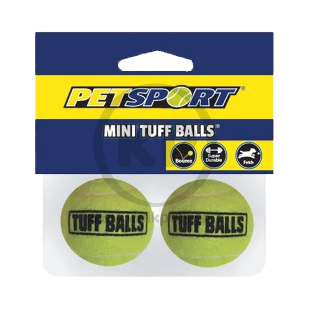 Petsport USA Mini Tuff Ball Dog Toy Yellow 2 Count 1.5-in