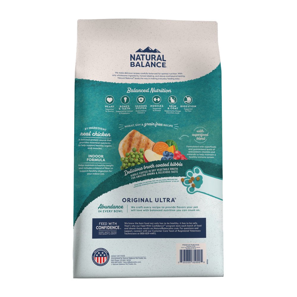 Natural Balance Pet Foods Original Ultra Broth Coated Indoor Grain Free Dry Cat Food Chicken & Salmon 6-lb