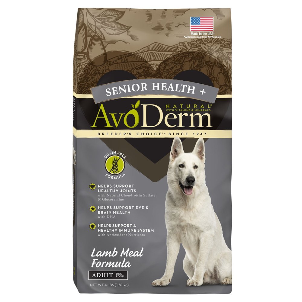 AvoDerm Natural Senior Health + Lamb Meal & Brown Rice Formula – Grain Free Senior Dry Dog Food 4-lb