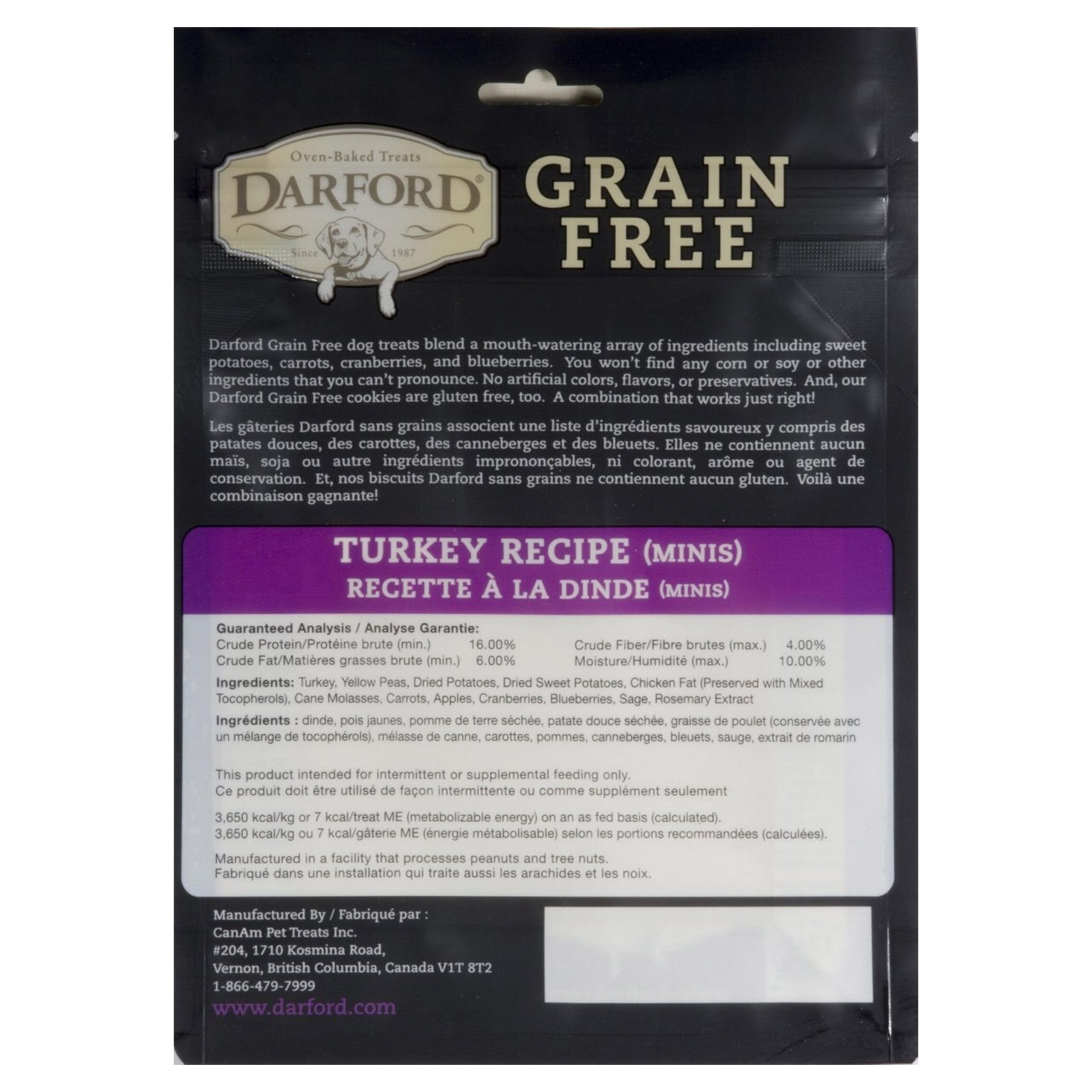 Darford Grain Free Biscuits Turkey Recipe Dog Treats Mini 12-oz