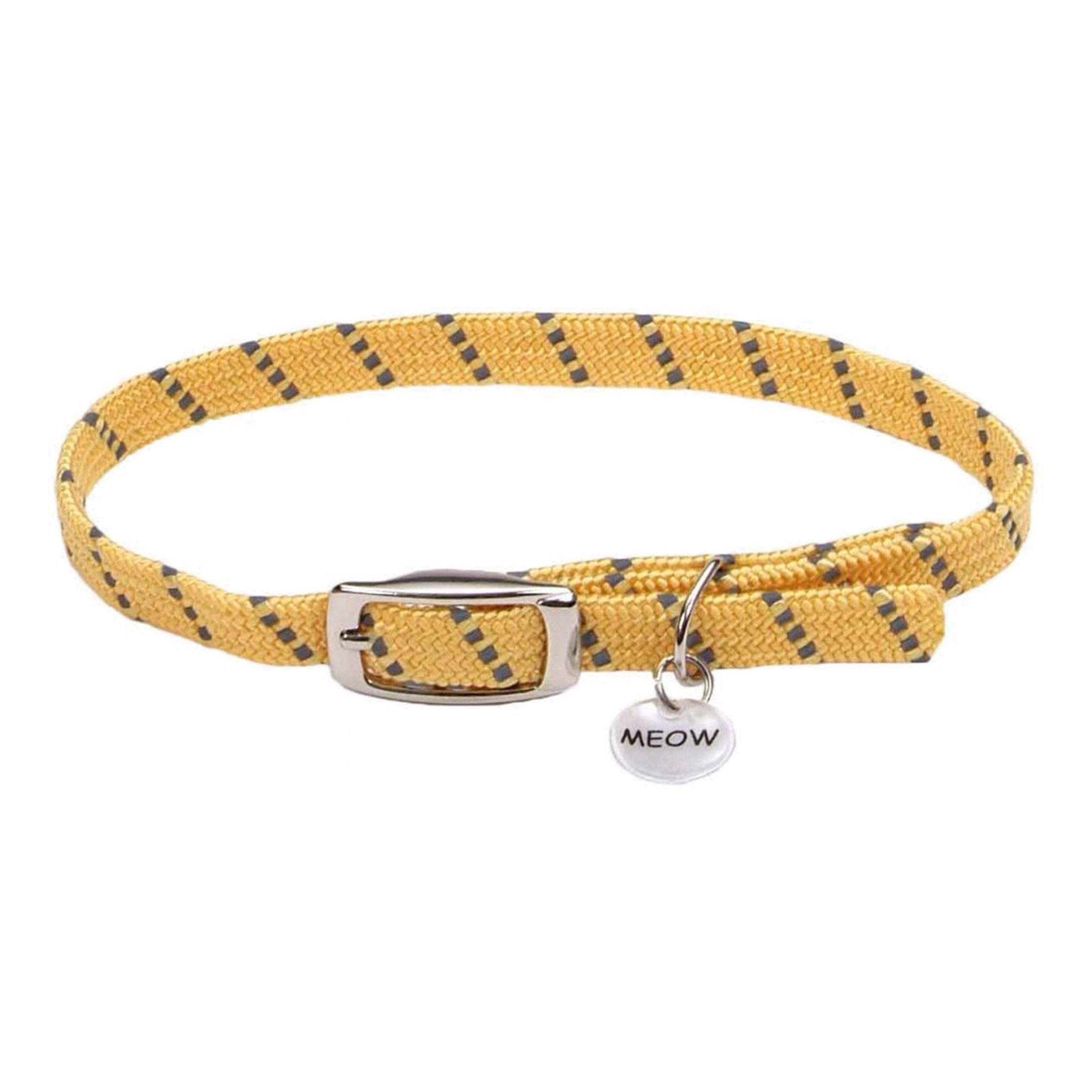 Elasta Cat Reflective Safety Stretch Collar with Reflective Charm Yellow 3/8 In X 10 in