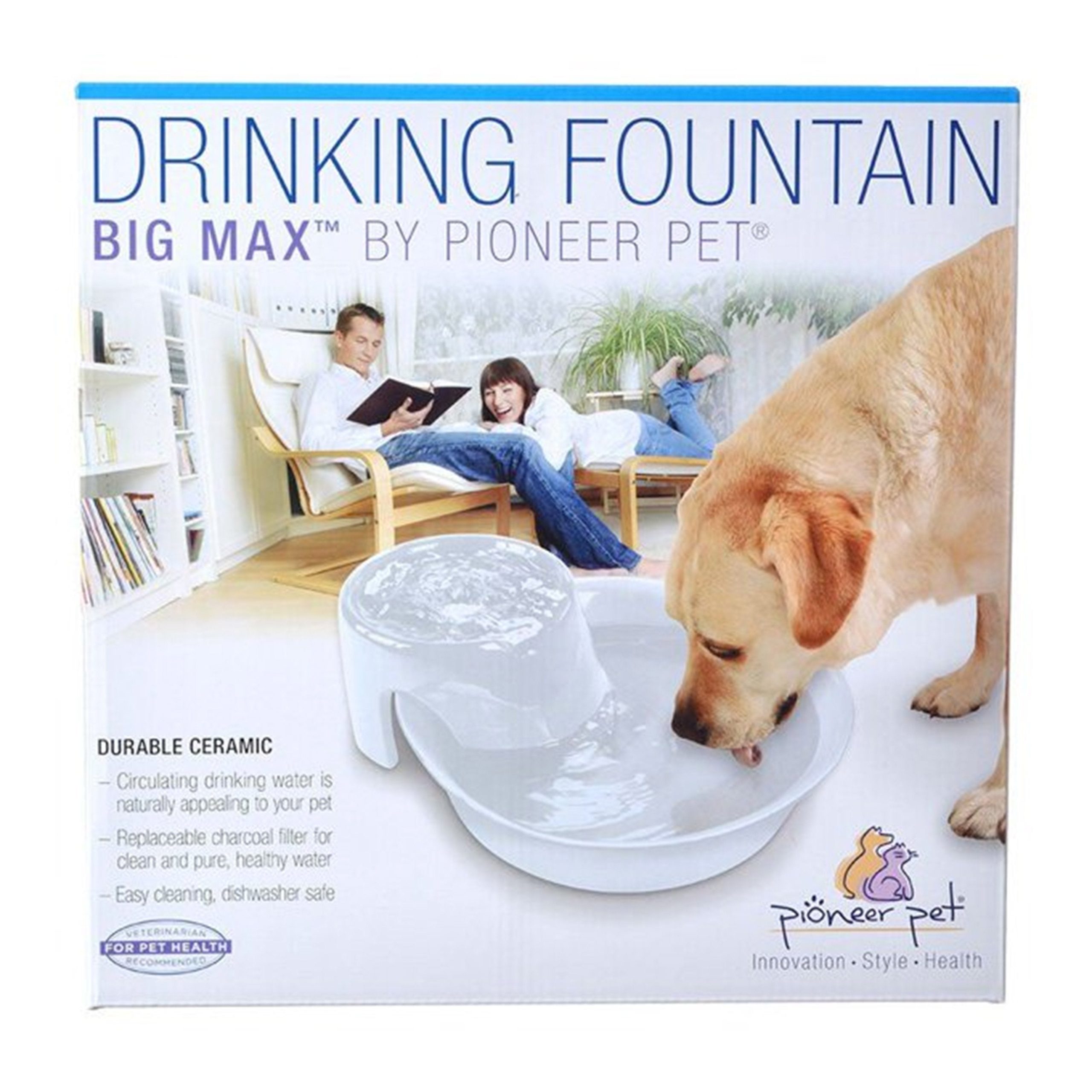 Pioneer Pet Big Max White Ceramic Drinking Fountain 128-oz