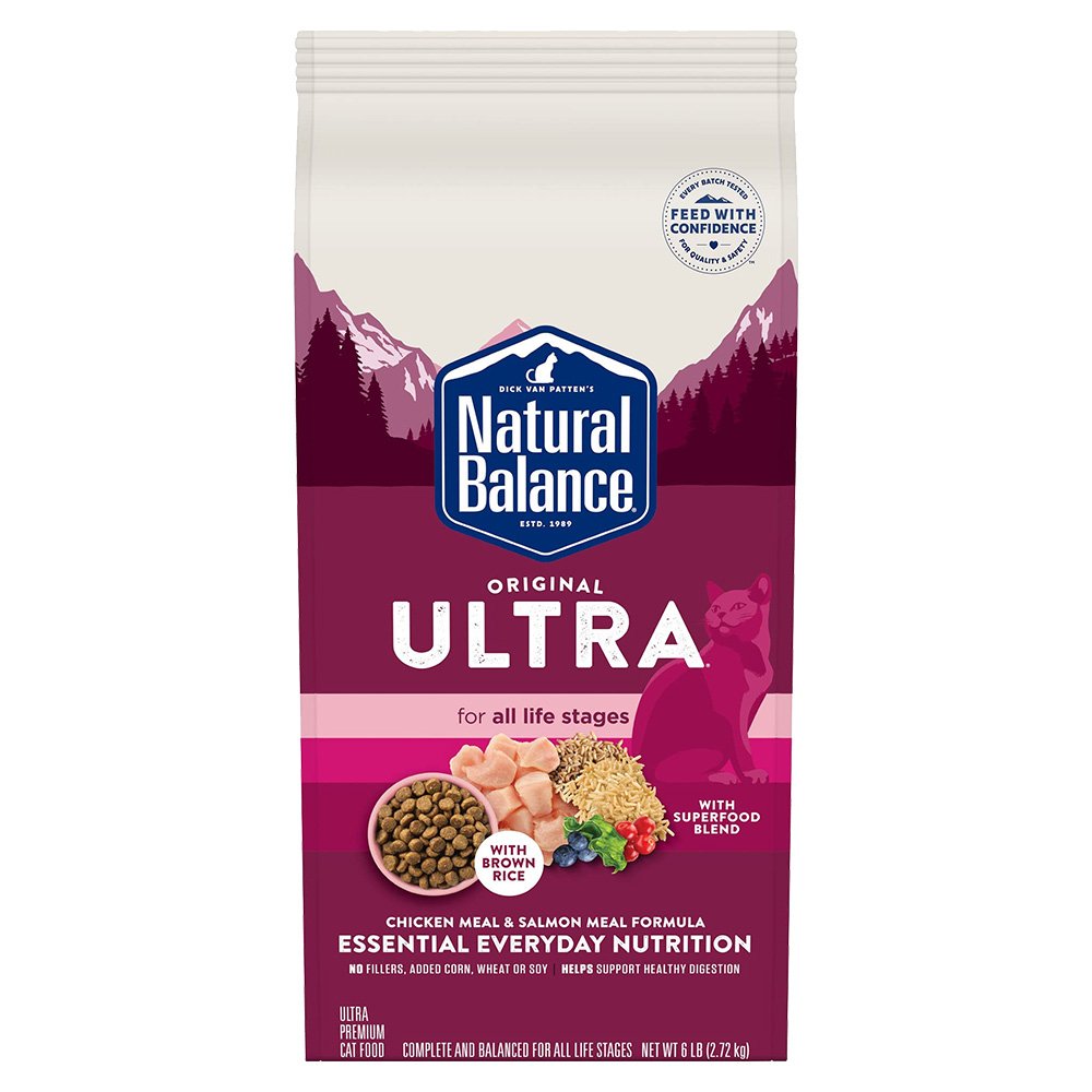 Natural Balance Pet Foods Original Ultra Broth Coated Dry Cat Food Chicken Meal & Salmon Meal 6-lb