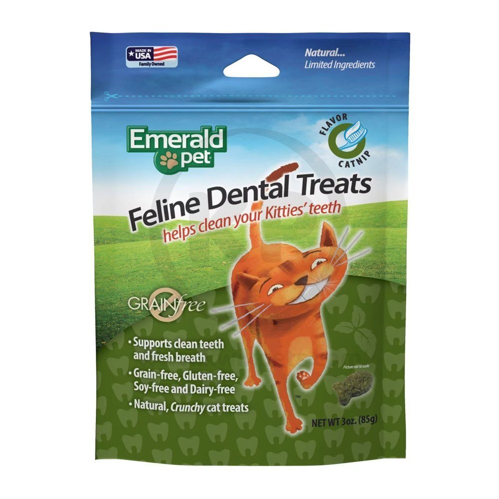 Emerald Pet Grain-Free Feline Dental Cat Treats Catnip 3-oz