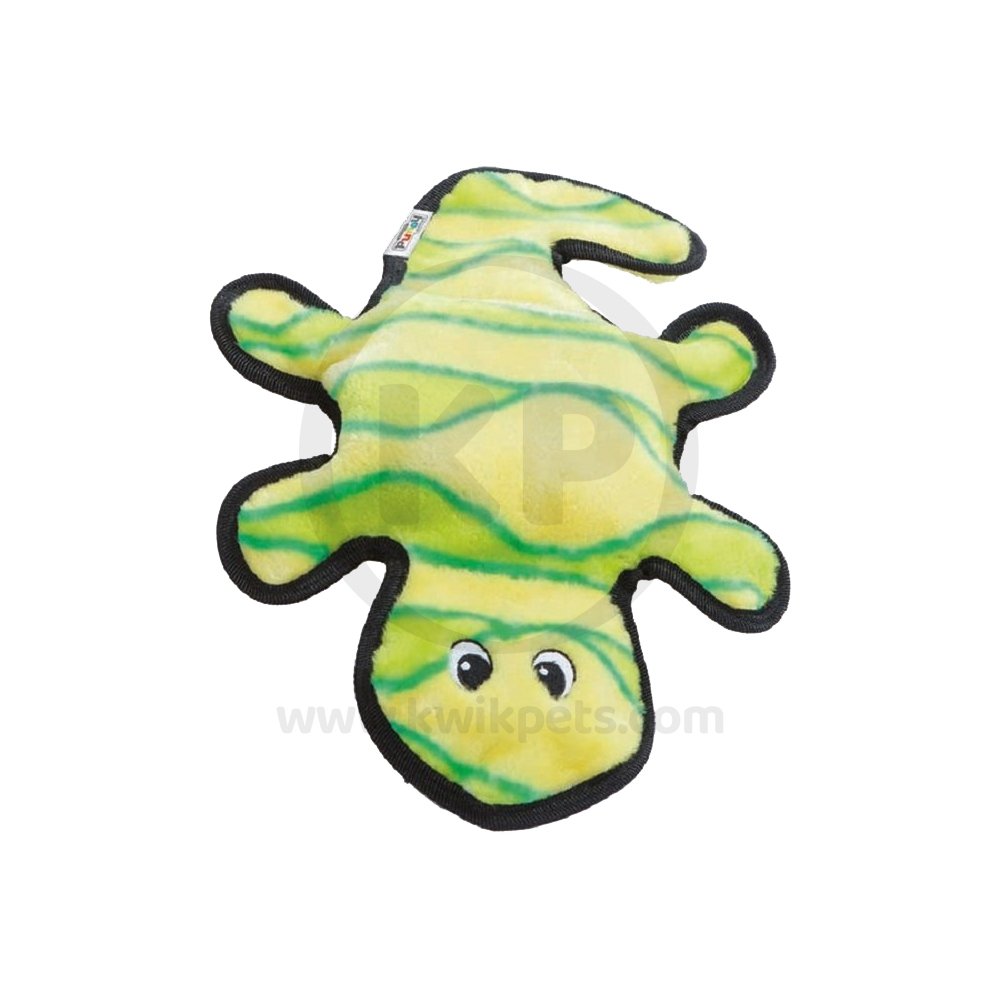 Outward Hound Invincibles Dog Toy Gecko 2 Squeakers Yellow/Green Medium