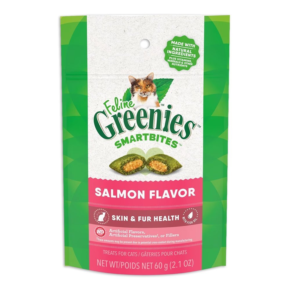 Greenies Feline Smartbites Healthy Skin & Fur Health Cat Treats Salmon 2.1-oz