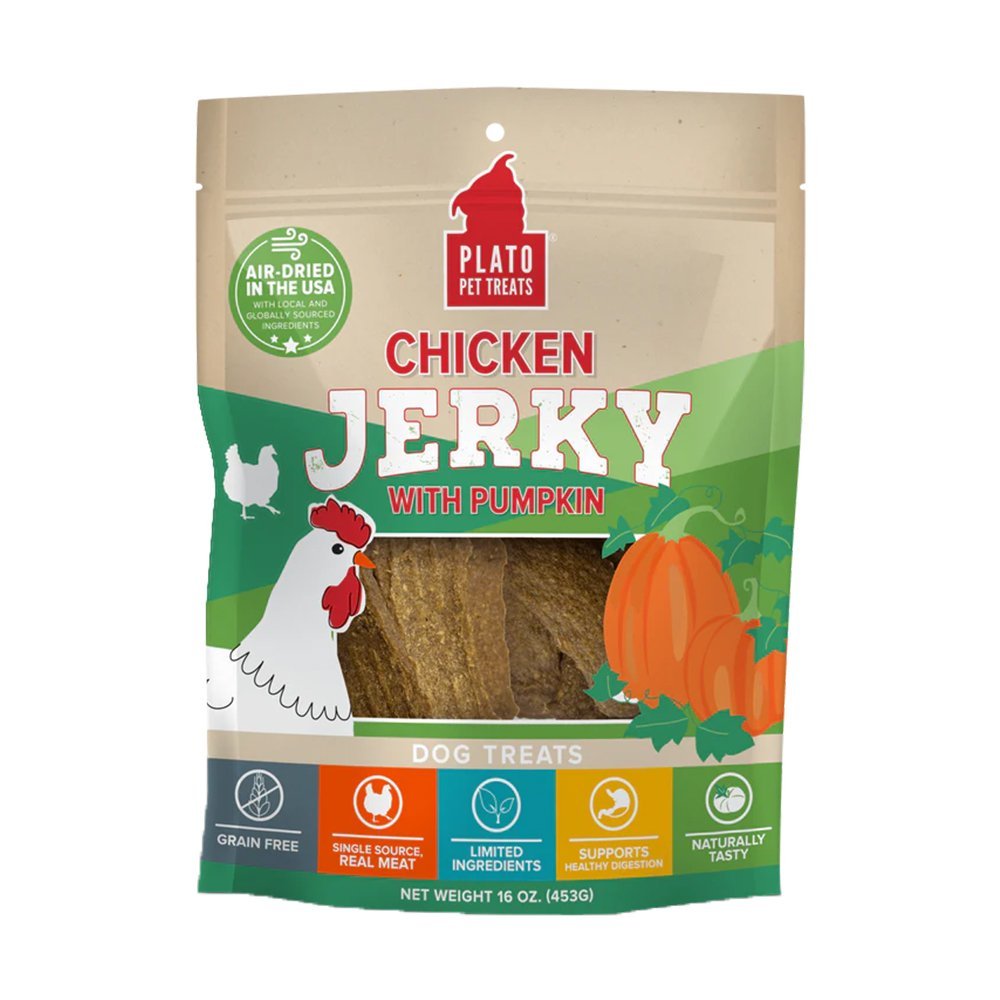 Plato Chicken Jerky With Pumpkin Dog Treats 16-oz