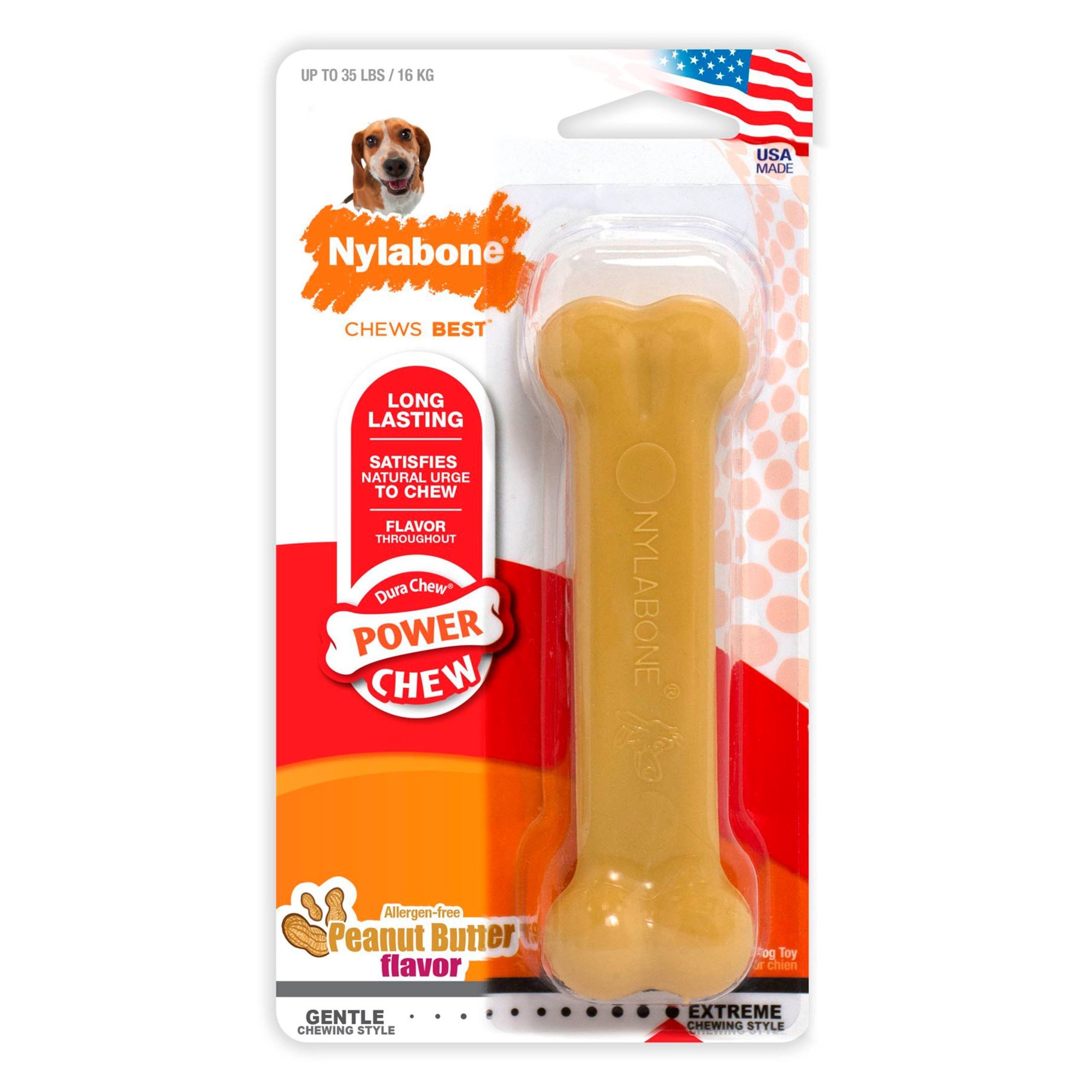 Nylabone Power Chew Dog Toy Peanut Butter Medium/Wolf – Up To 35 lbs