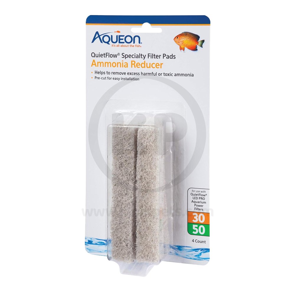 Aqueon QuietFlow Ammonia Reducer Replacement Specialty Filter Pads 4 Count Size 30/50