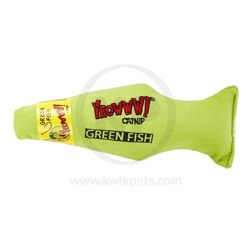 Yeowww! Fish Catnip Cat Toy Green 7-in