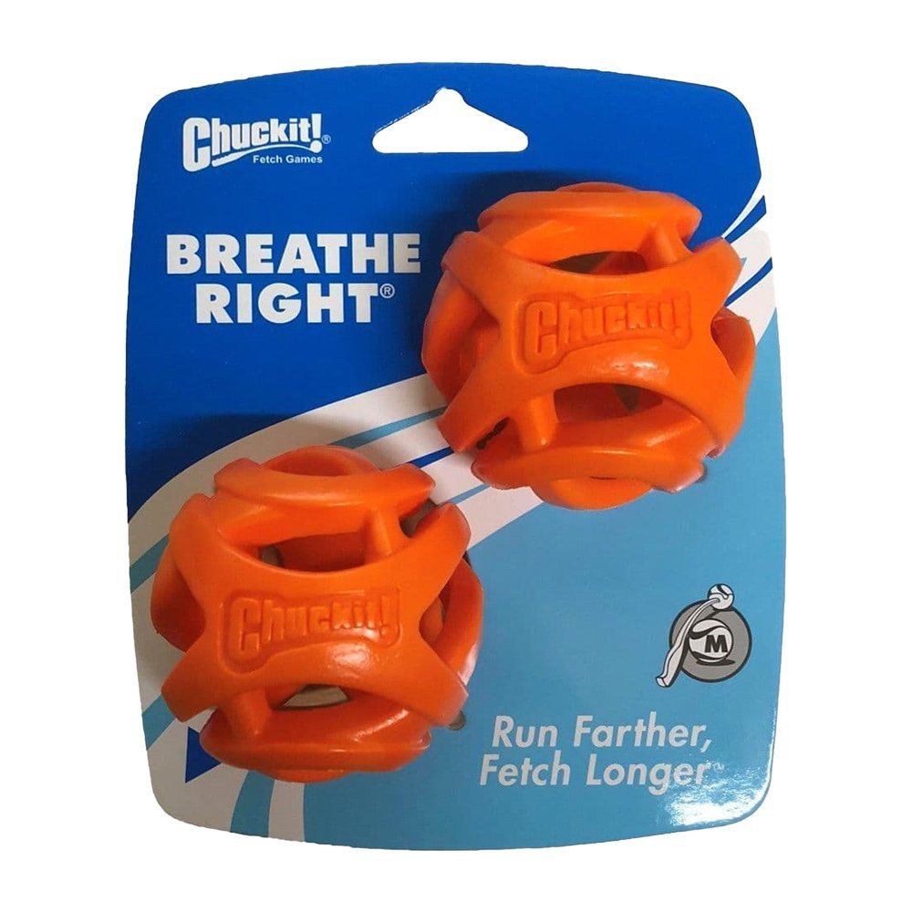 Chuckit! Breathe Right Fetch Ball Dog Toy Orange Medium 2 Count