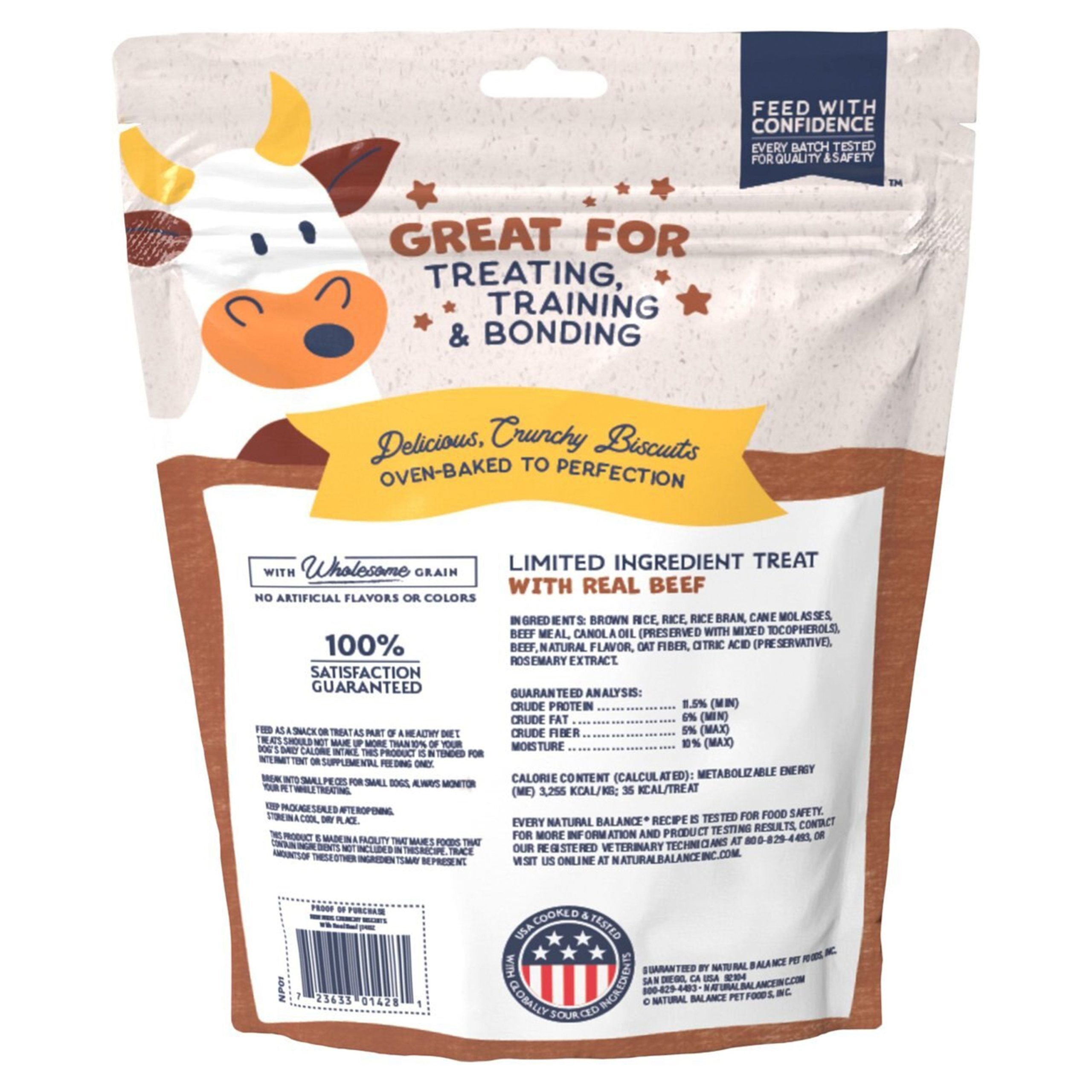 Natural Balance Pet Foods Rewards Crunchy Biscuits Dog Treats Beef 14-oz