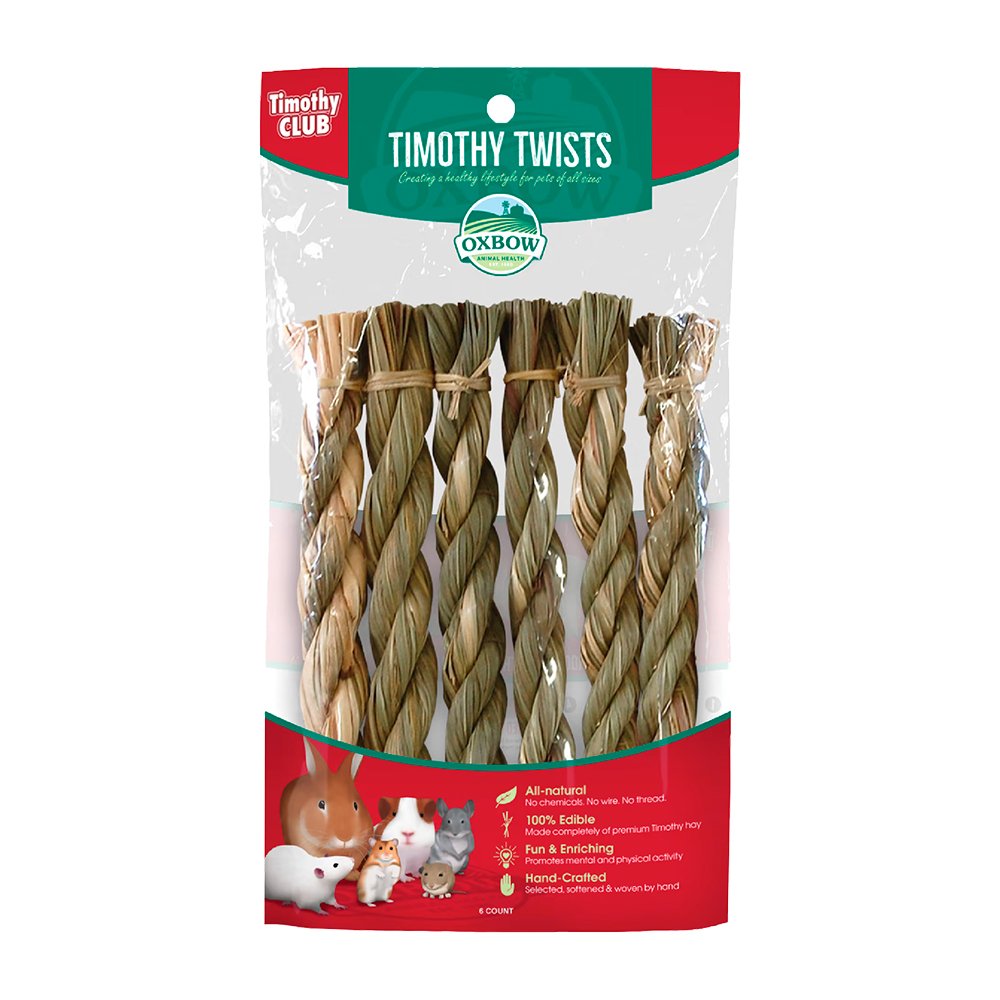 Oxbow Animal Health Timothy CLUB Hay Twists Small Animal Treat 6 Count