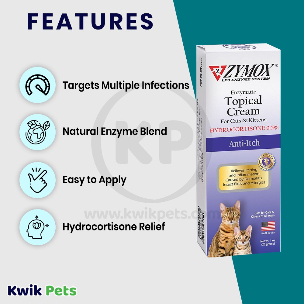 Zymox Enzymatic Topical Cream with 0.5% Hydrocortisone for Cats & Kittens 1-oz