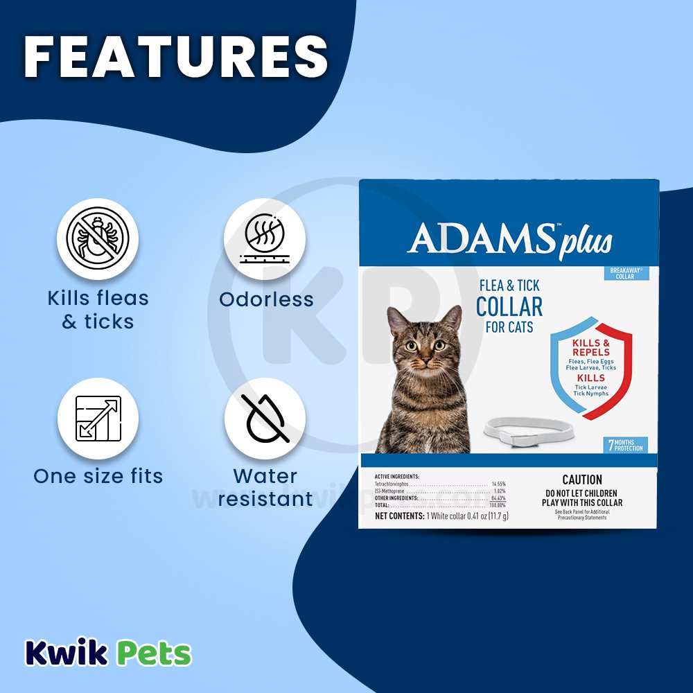 Adams Plus Flea & Tick Breakaway White Collar for Cats